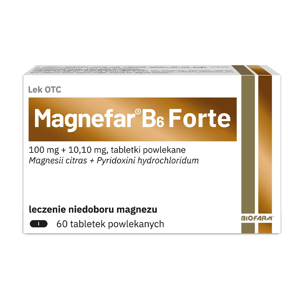 Magnefar B6 Forte 100 mg + 10,10 mg, 60 tabletek powlekanych
