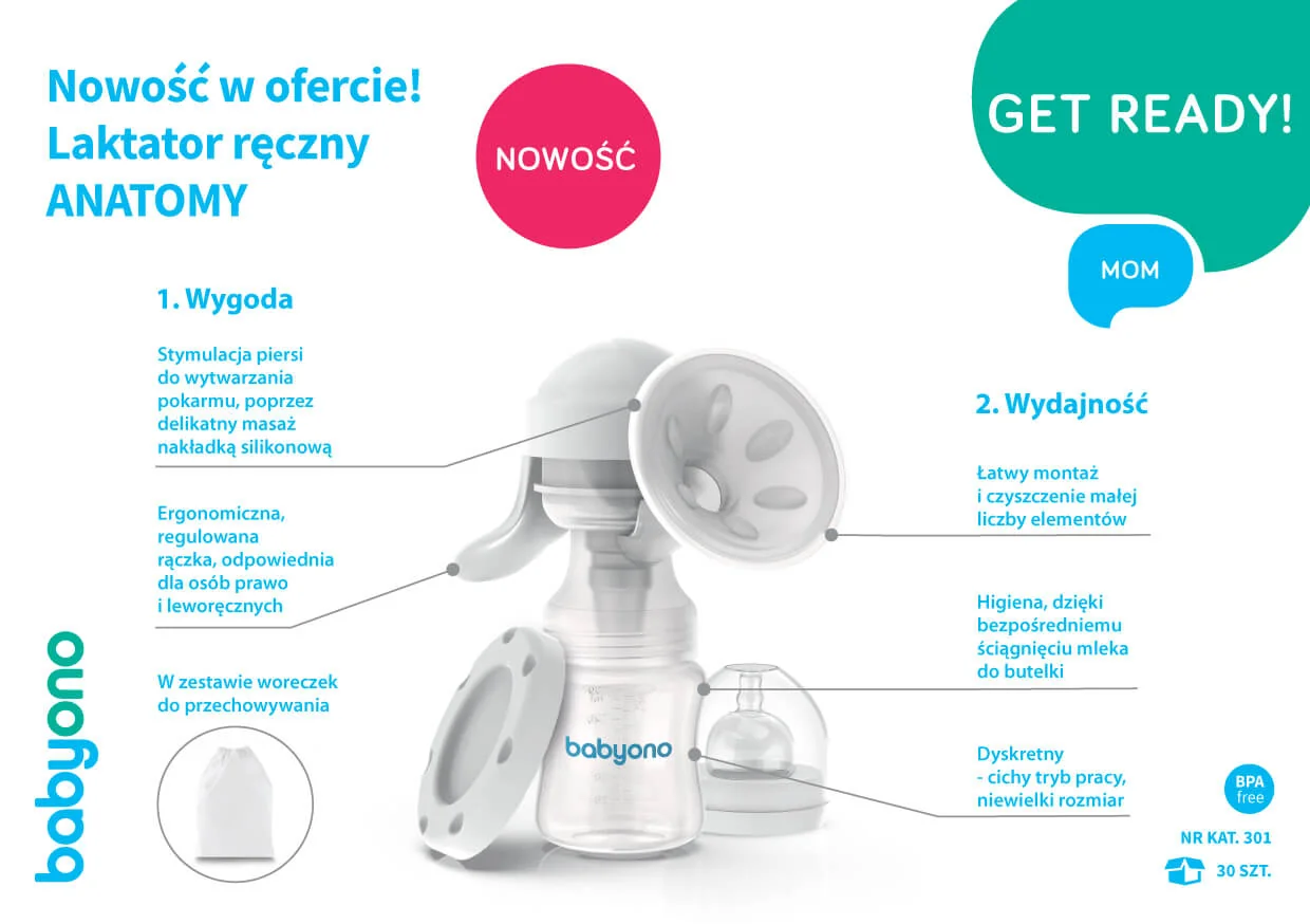 Babyono Anatomy laktator ręczny, 1 szt.