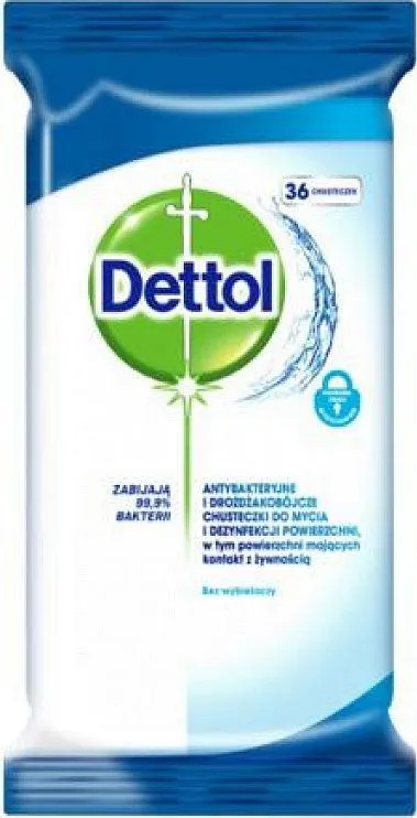 Dettol, chusteczki antybakteryjne, zapach original, 36 sztuk