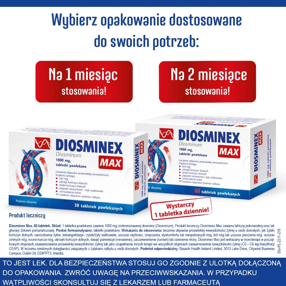 Diosminex Max 1000 mg, 60 tabletek powlekanych