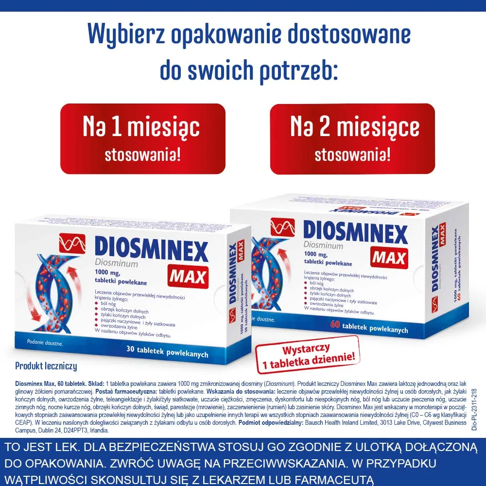 Diosminex Max, 1000 mg, 60 tabletek powlekanych 