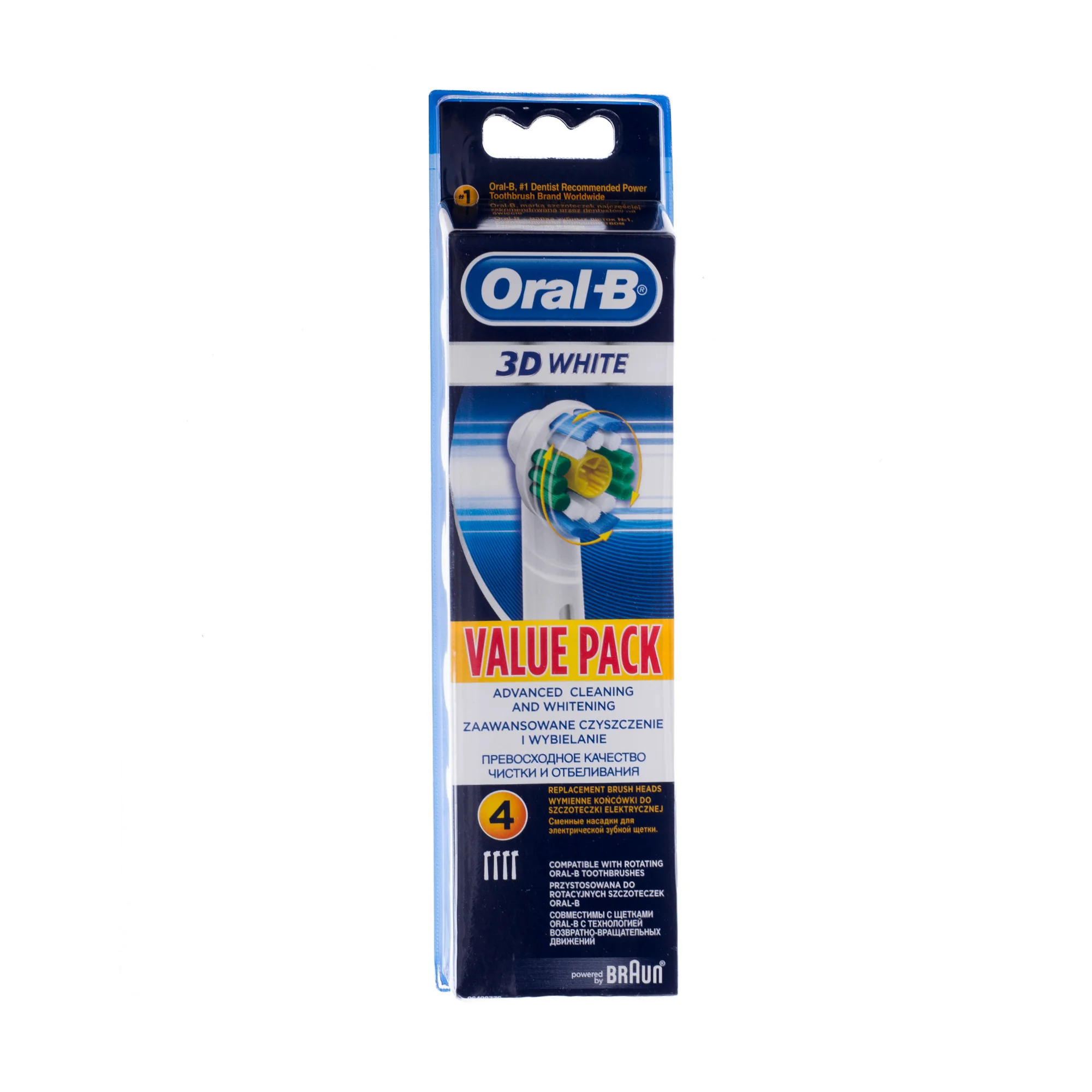 Oral-B 3D White, wymienne końcówki do szczoteczki elektrycznej, 4 sztuki