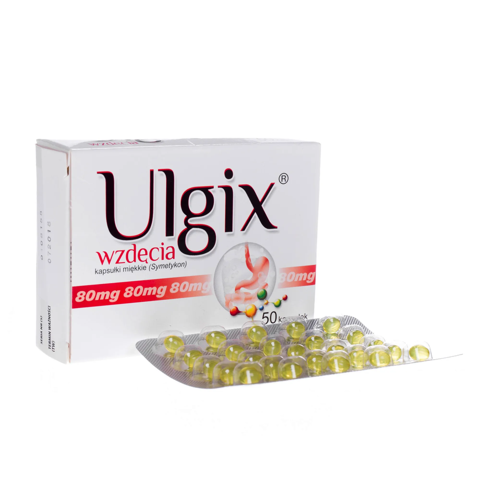 Ulgix wzdęcia, 80 mg, 50 kapsułek 