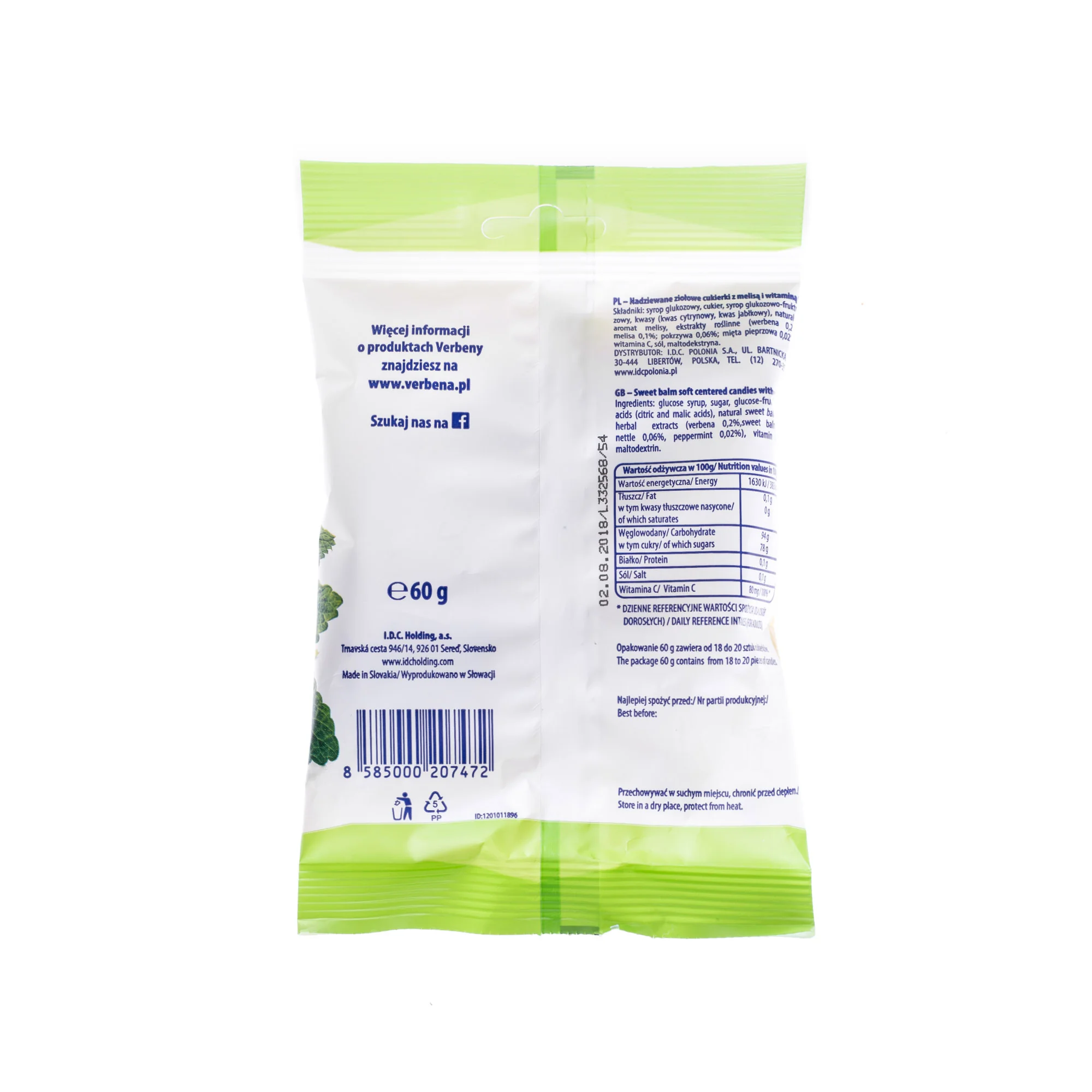 Verbena cukierki ziołowe, melisa z witaminą C, 60 g