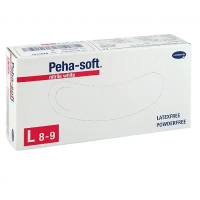 Peha-Soft Nitrile, rękawiczki diagnostyczne nitrylowe bezpudrowe, białe, rozmiar L, 100 sztuk
