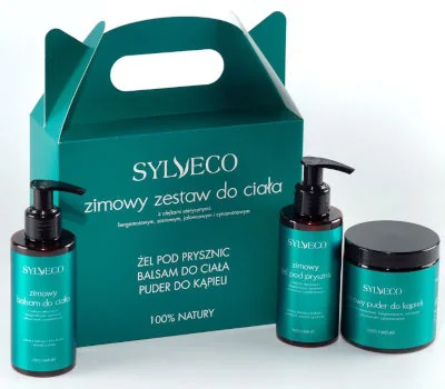 Sylveco zimowy zestaw zielony, puder do kąpieli, 150 g + żel pod prysznic, 150 ml + balsam do ciała Sylveco zimowy zestaw zielony, puder do kąpieli, 150 g + żel pod prysznic, 150 ml + balsam do ciała