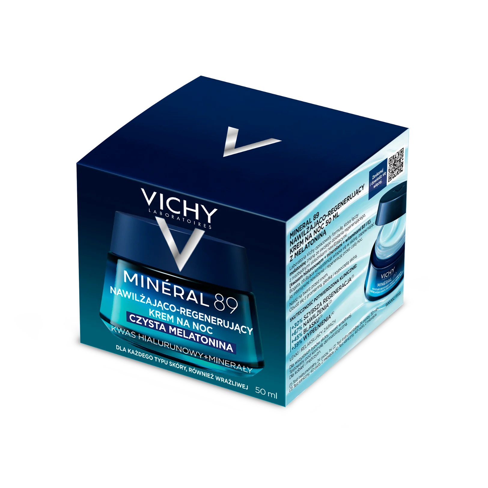 Vichy Mineral 89 Nawilżająco-regenerujący krem na noc z melatoniną, 50 ml