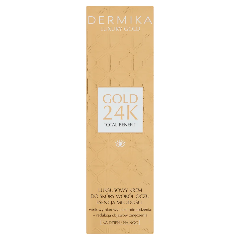 Dermika Luxury Gold 24K luksusowy krem do skóry wokół oczu esencja młodości na dzień i na noc, 15 ml