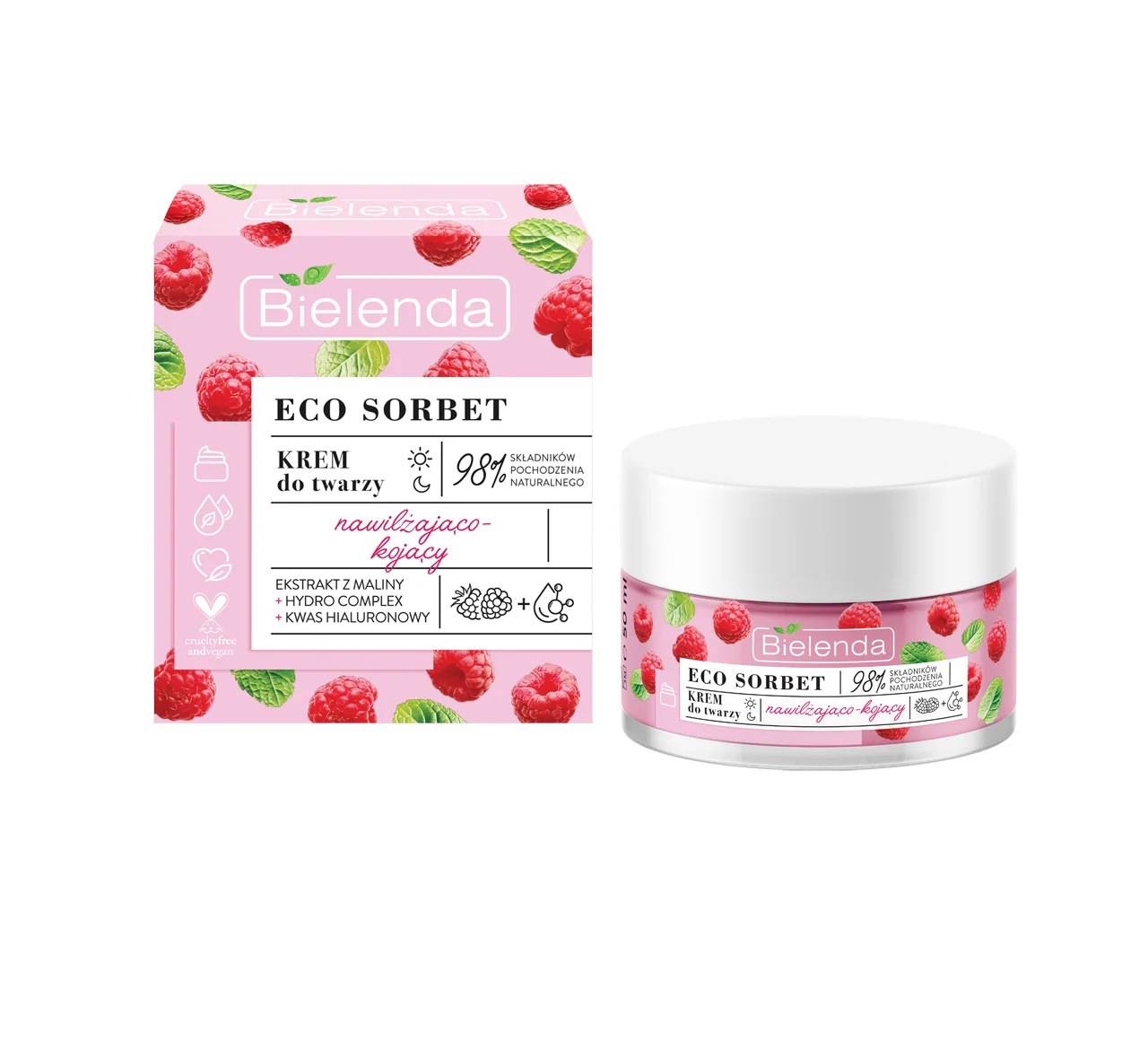 Bielenda Eco Sorbet Malina Krem nawilżająco-kojący, 50 ml