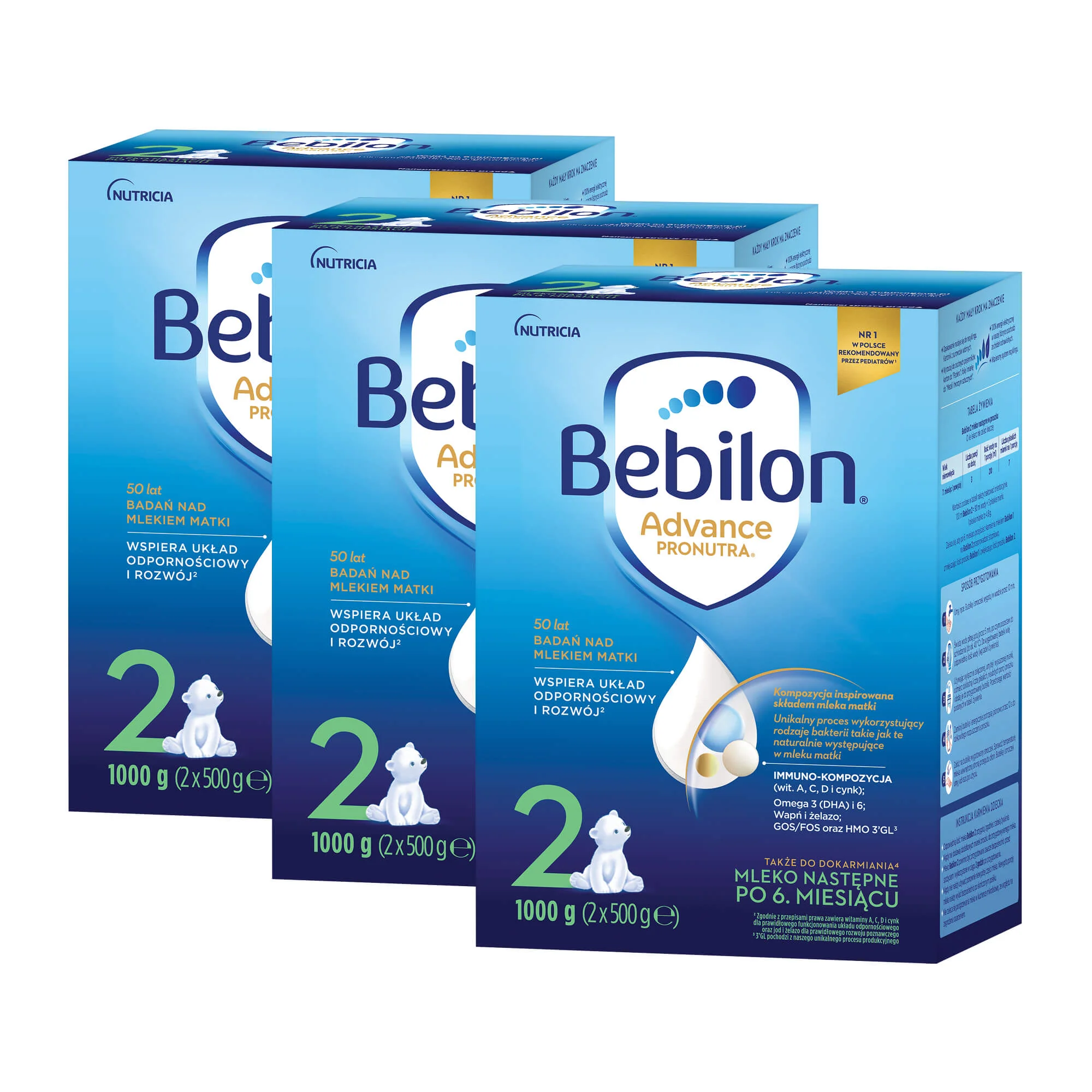 Bebilon 2 Advance Pronutra mleko następne po 6. miesiącu,  3 x 1000 g