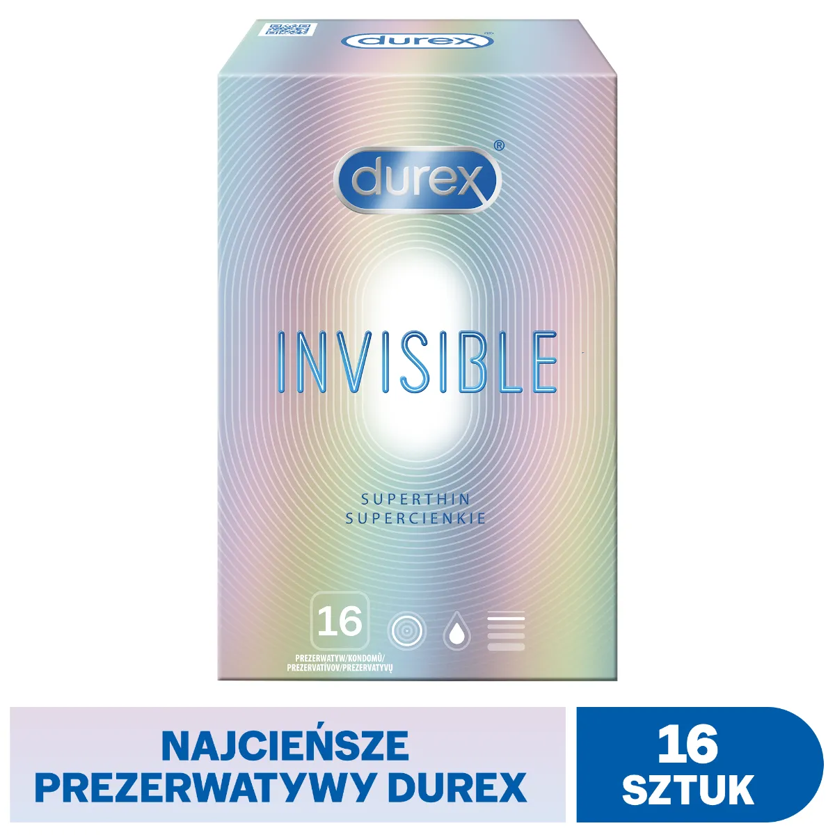 Durex Invisible Supercienkie prezerwatywy, 16 szt.