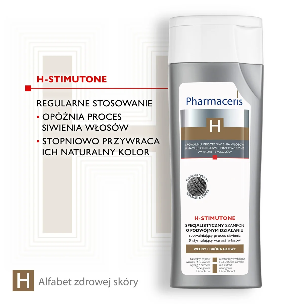 Pharmaceris H Stimutone szampon spowalniający proces siwienia i stymulujący wzrost włosów, 250 ml