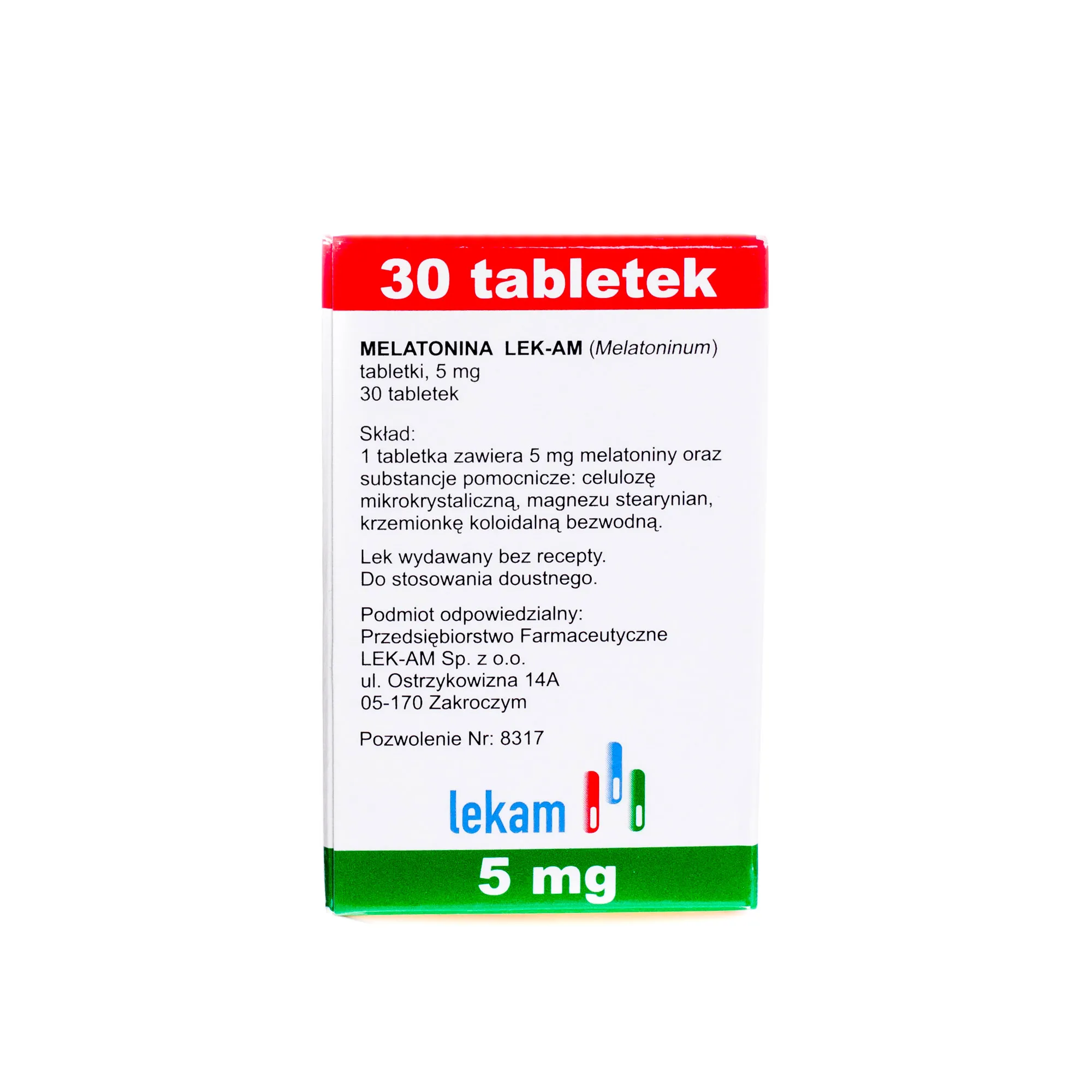 Melatonina LEK-AM 5 mg, 30 tabletek 