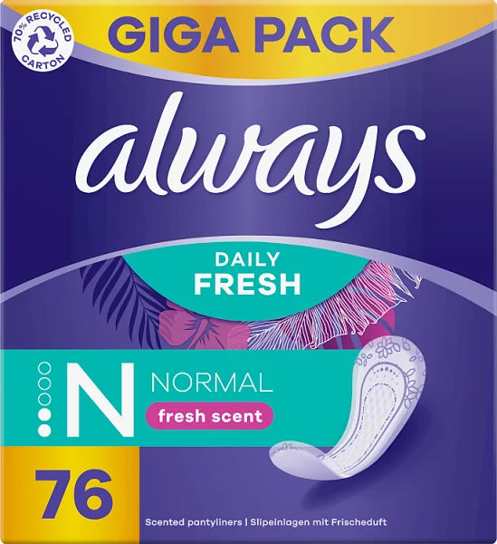 Always Daily Fresh Normal fresh scent wkładki higieniczne o świeżym zapachu, 76 sztuk