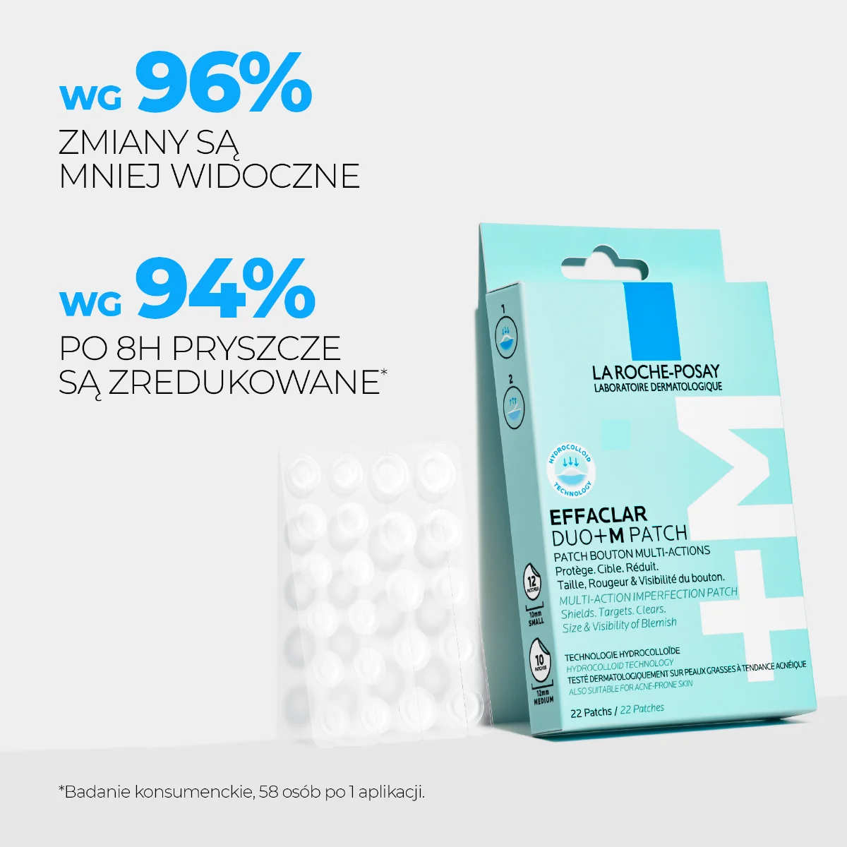 La Roche-Posay Effaclar Duo+M wielofunkcyjne plasterki na pryszcze, 22 sztuki