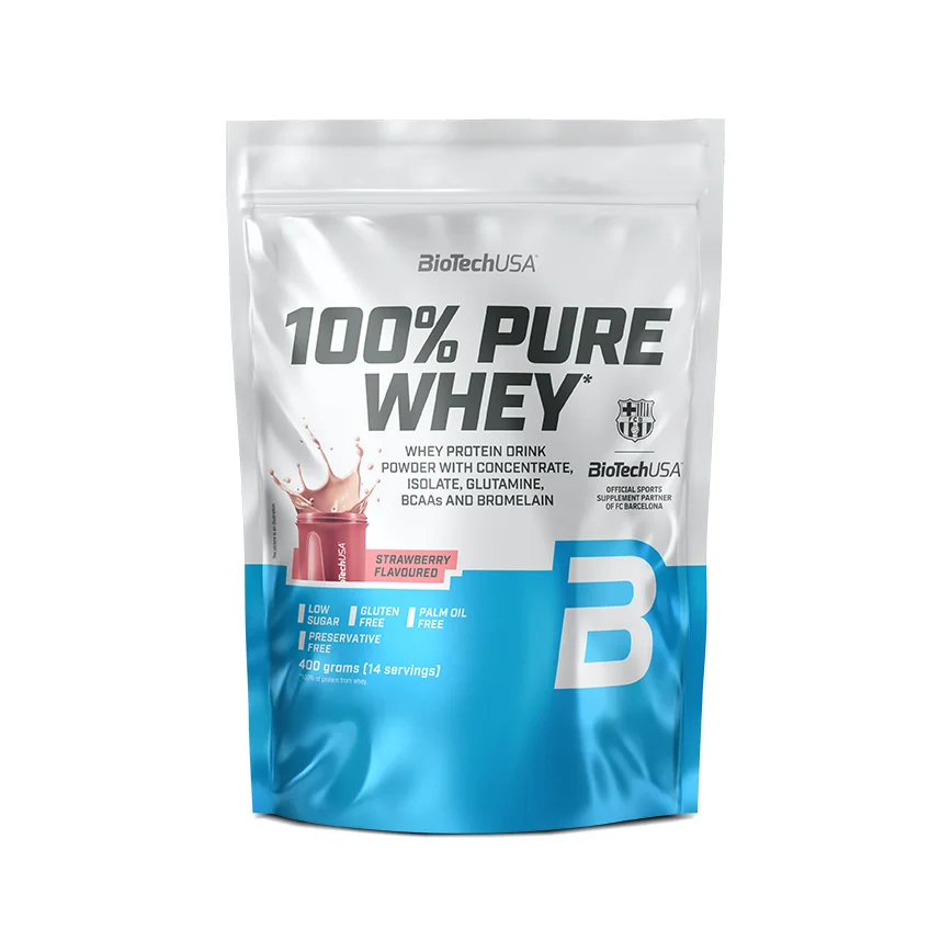 BioTechUSA 100% Pure Whey o smaku truskawki, proszek, 400 g
