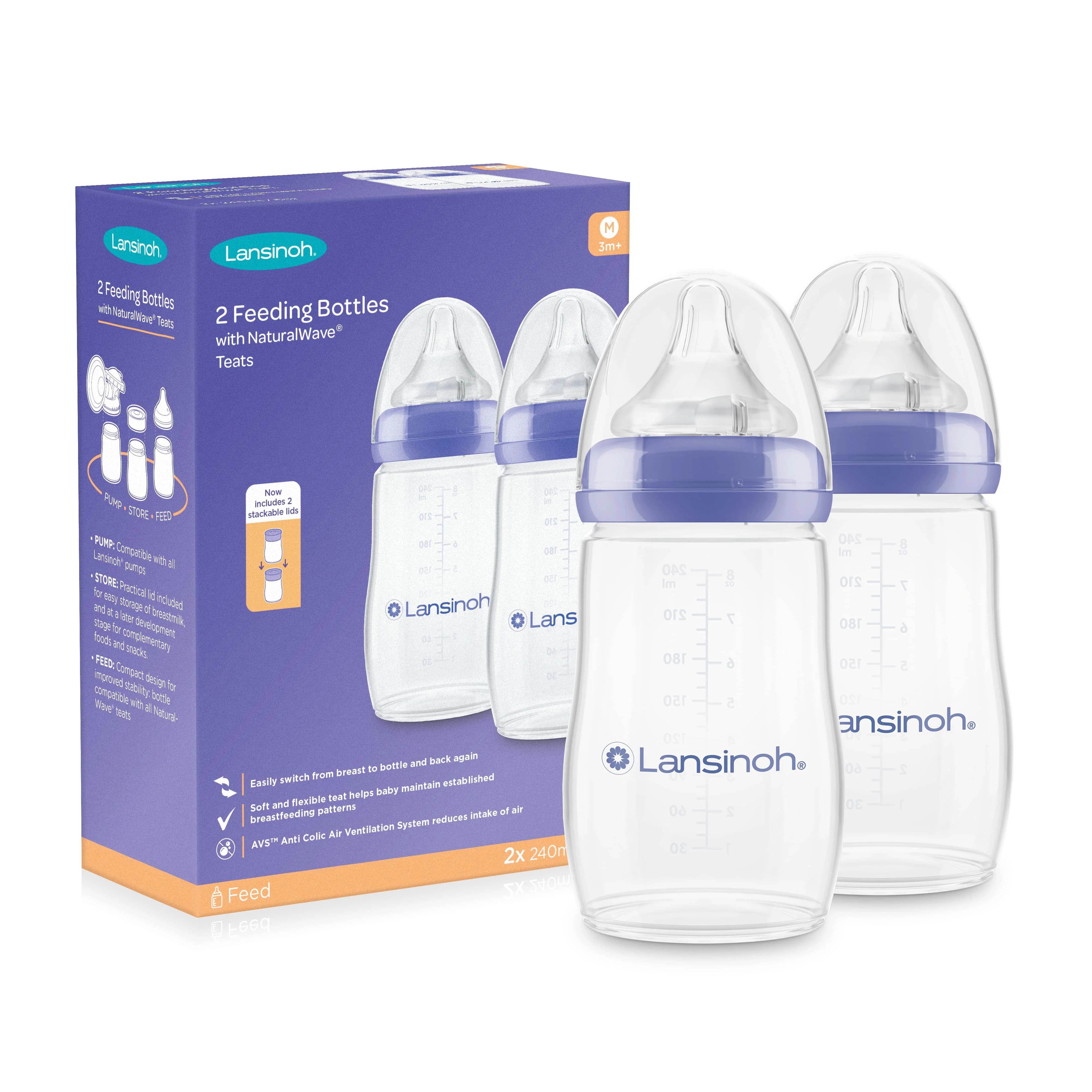 Lansinoh butelki ze smoczkami NaturalWave 2 x 240 ml