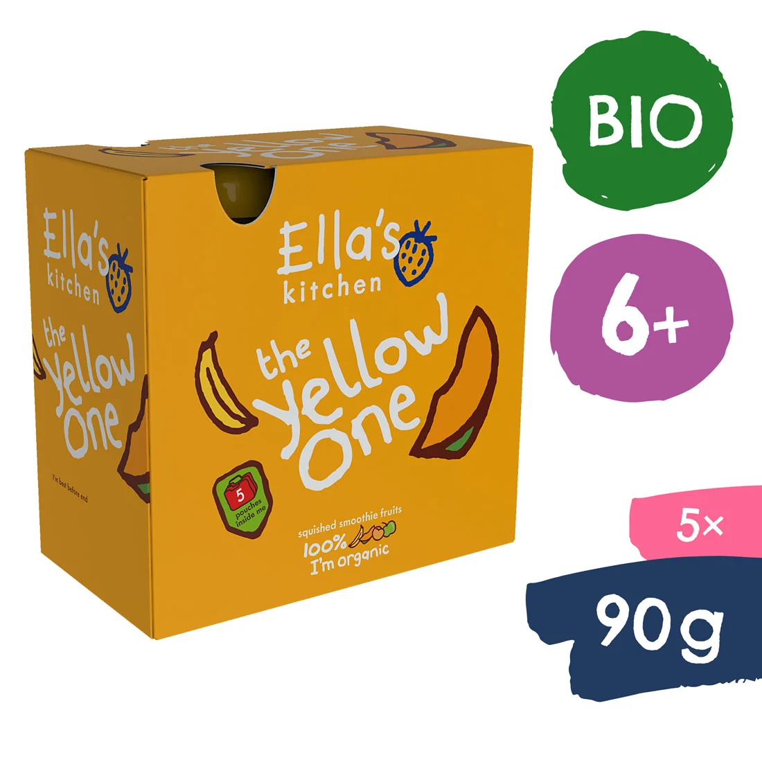 Ella's Kitchen BIO Yellow One puree owocowe z bananem, 5 x 90 g