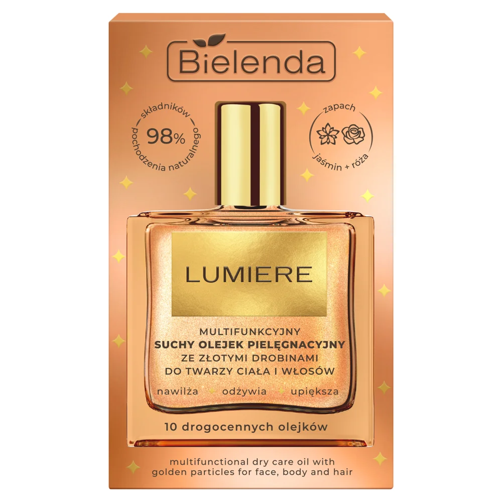 Bielenda Lumiere multifunkcyjny suchy olejek pielęgnacyjny ze złotymi drobinami, 50 ml