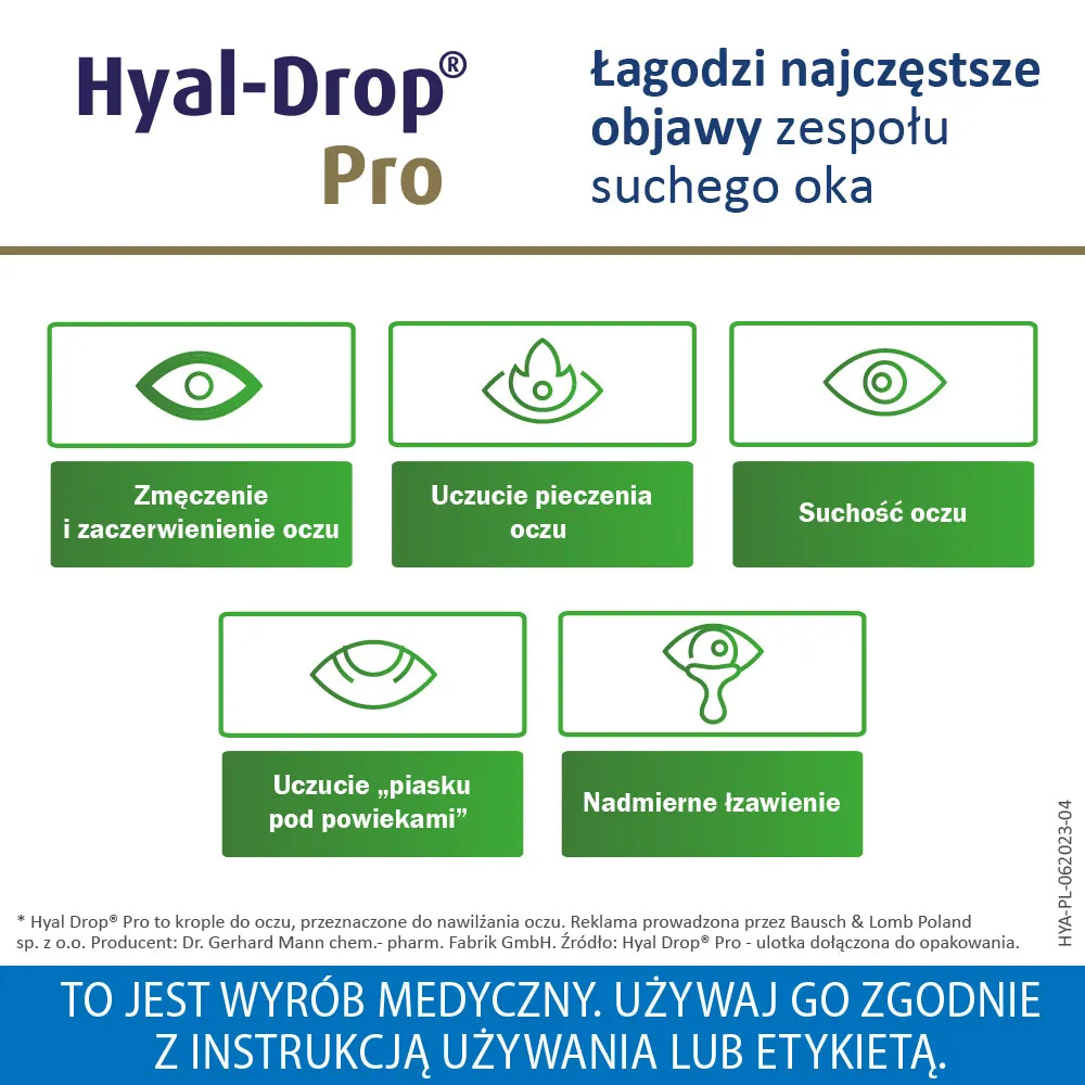 Hyal-Drop Pro, nawilżające krople do oczu, 10 ml 