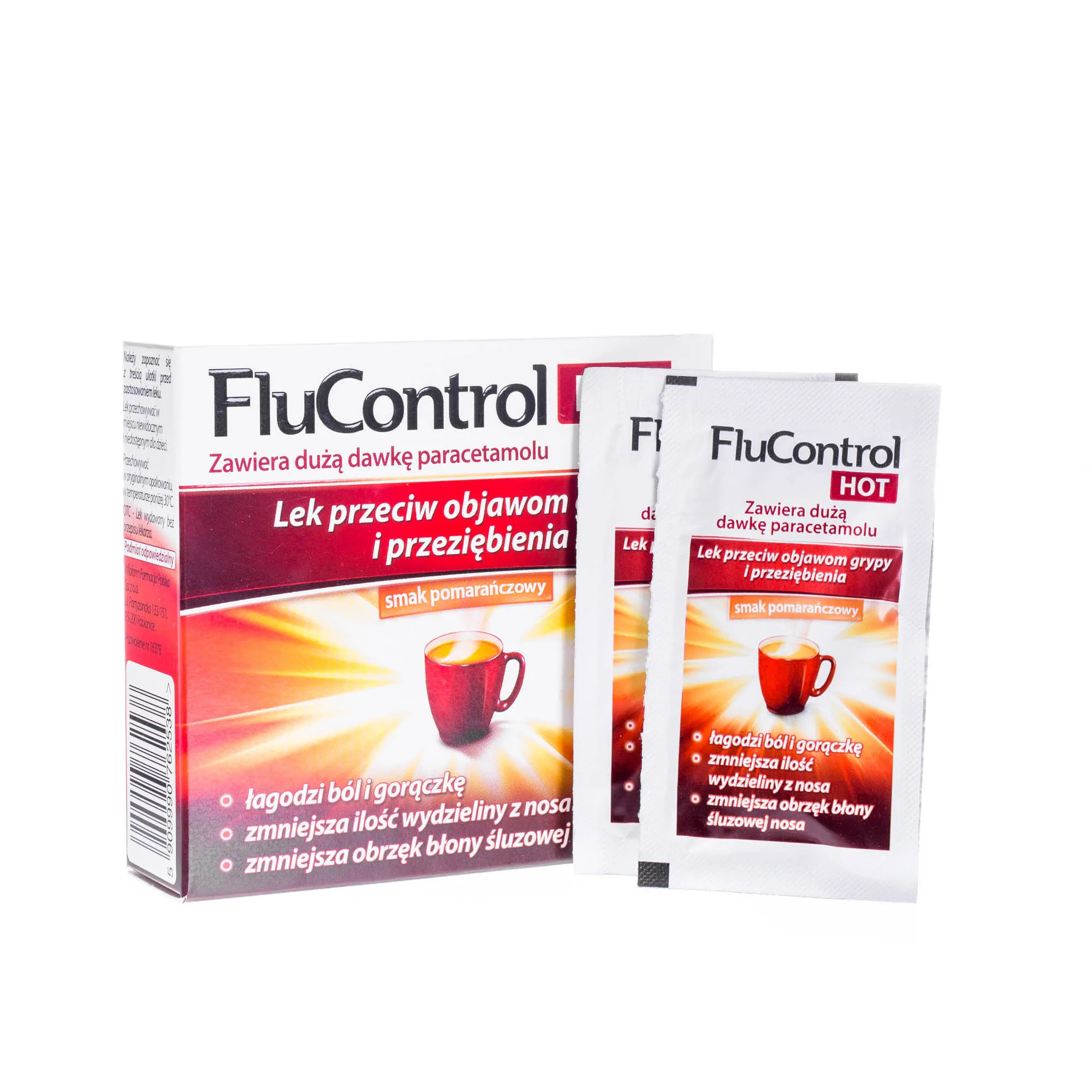FluControl Hot - lek przeciw objawom grypy i przeziębienia, 8 saszetek
