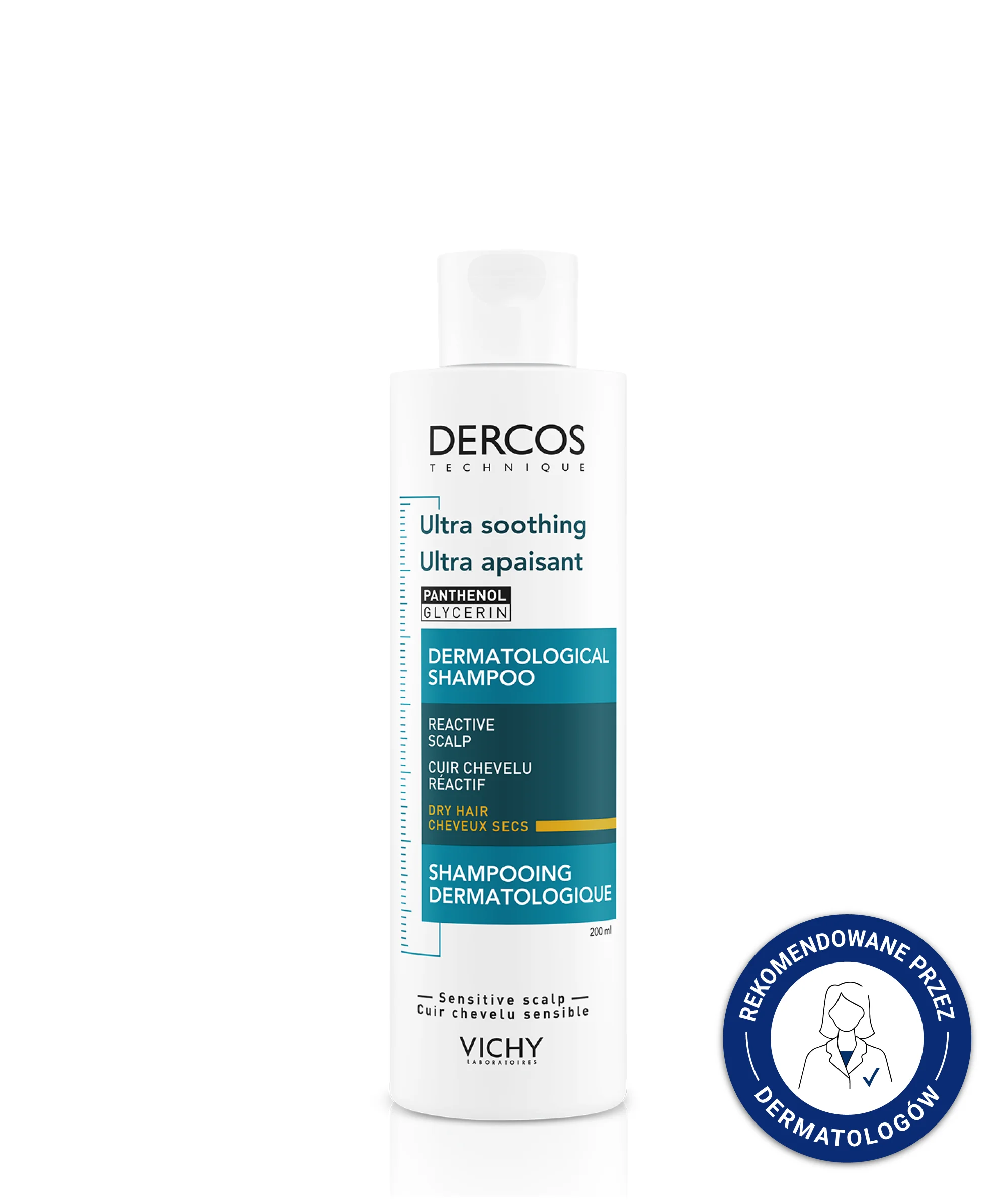 Vichy Dercos Ultra Soothing szampon łagodzący do włosów suchych, 200 ml