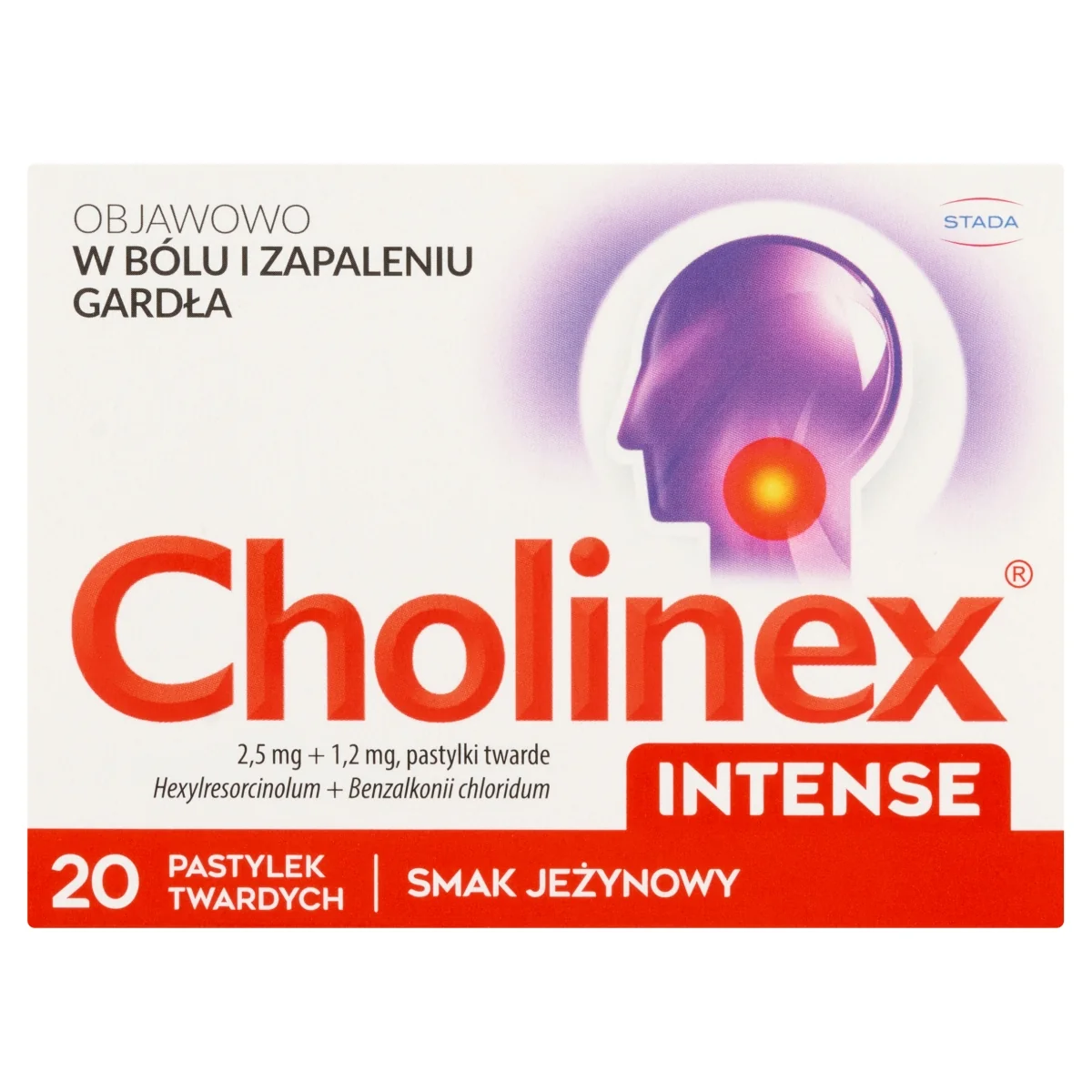 Cholinex Intense 2,5 mg + 1,2 mg, 20 pastylek twardych