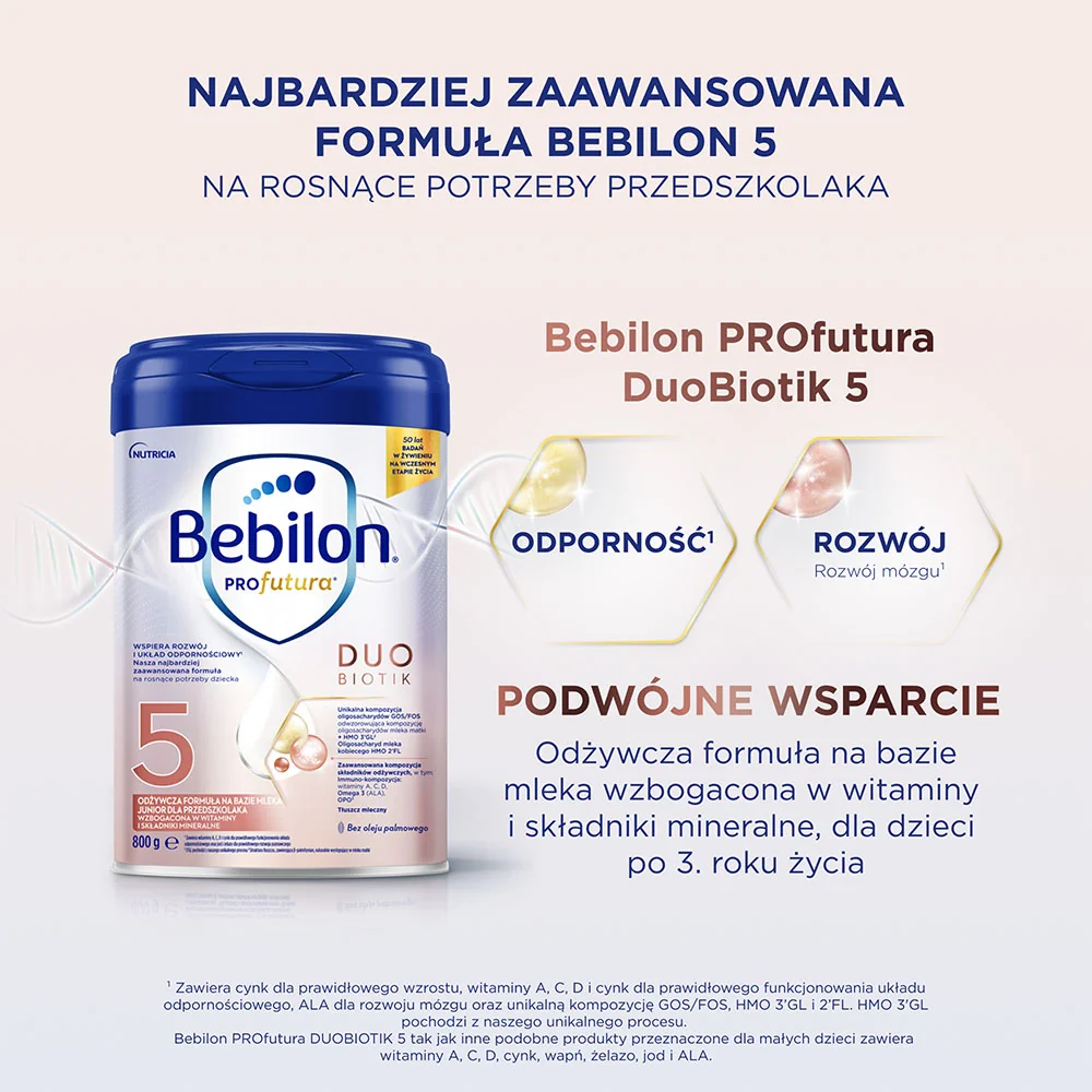 Bebilon Profutura DuoBiotik 5 odżywcza formuła na bazie mleka, dla przedszkolaka, 800 g