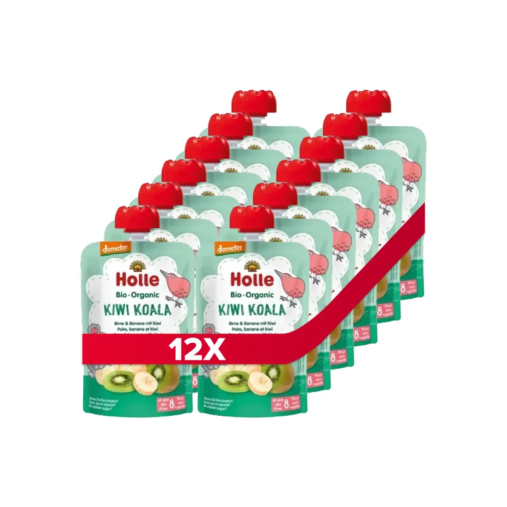 Holle BIO Demeter mus owocowy z gruszką bananem i kiwi Kiwi Koala, 12 x 100 g