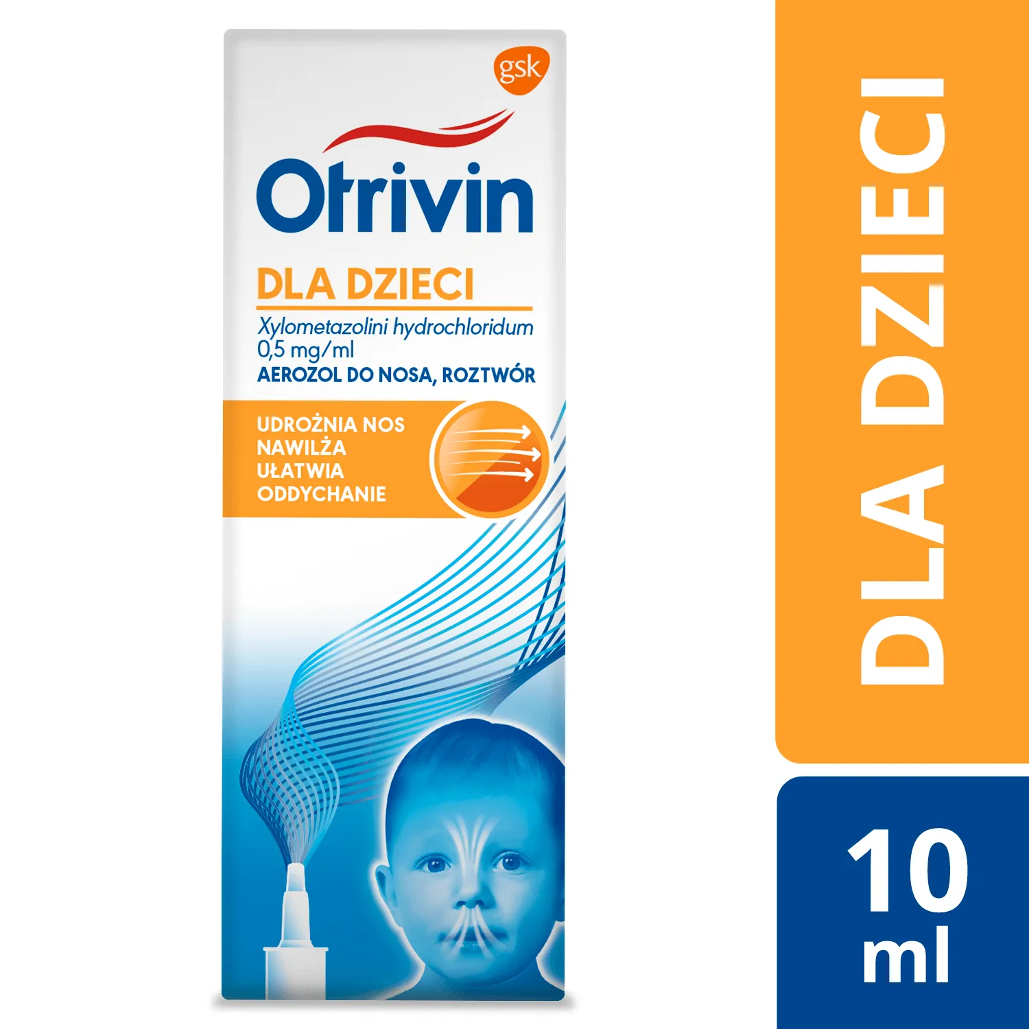 Otrivin dla dzieci, xylometazolini hydrochloridum, 0,5 mg/ml, aerozol do nosa, 10 ml roztworu