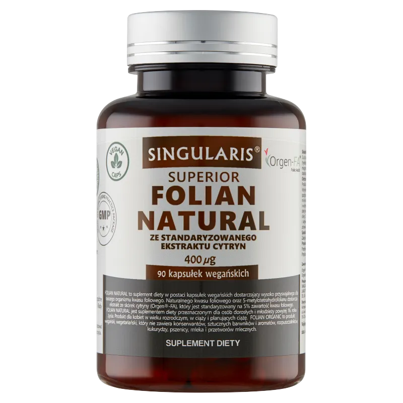 Singularis Superior Folian Organic 400 mcg, suplement diety, 90 kapsułek