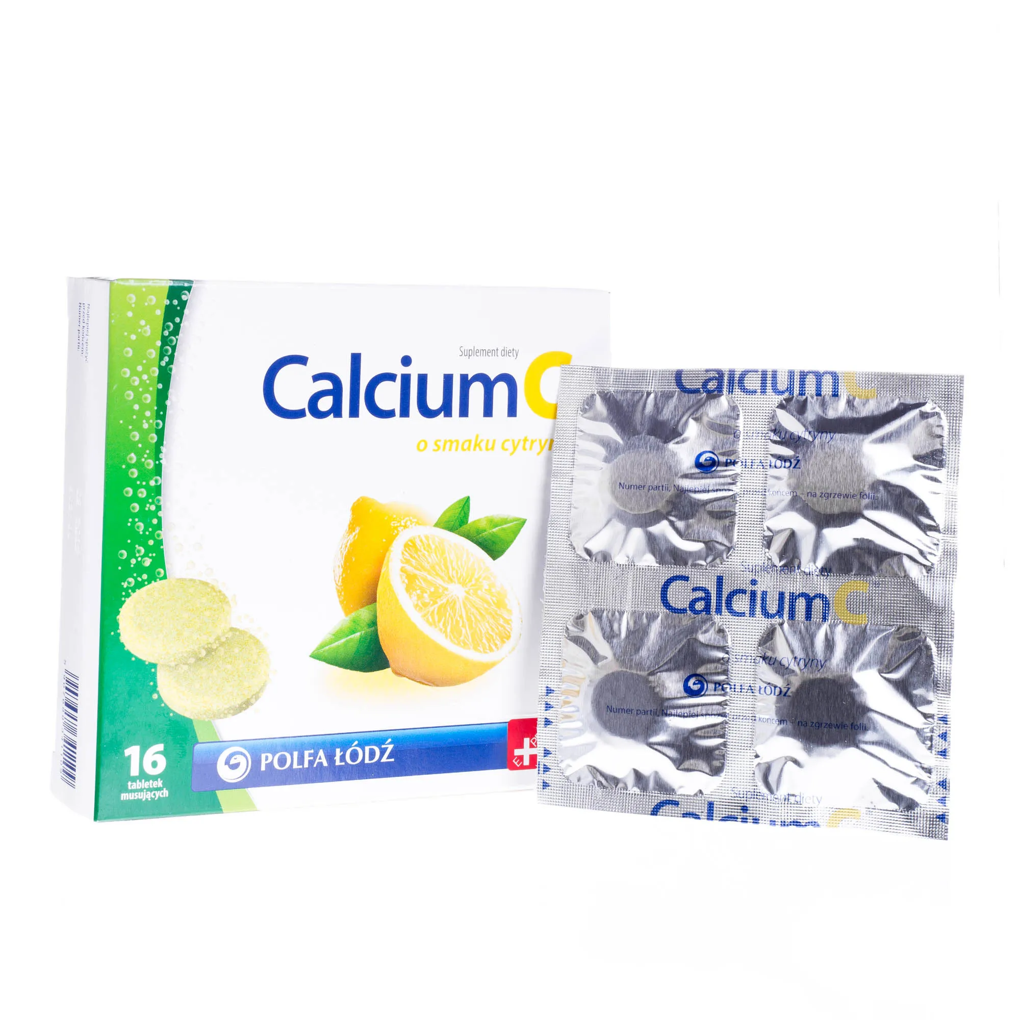 Calcium C o smaku cytryny, suplement diety, 16 tabletek musujących 