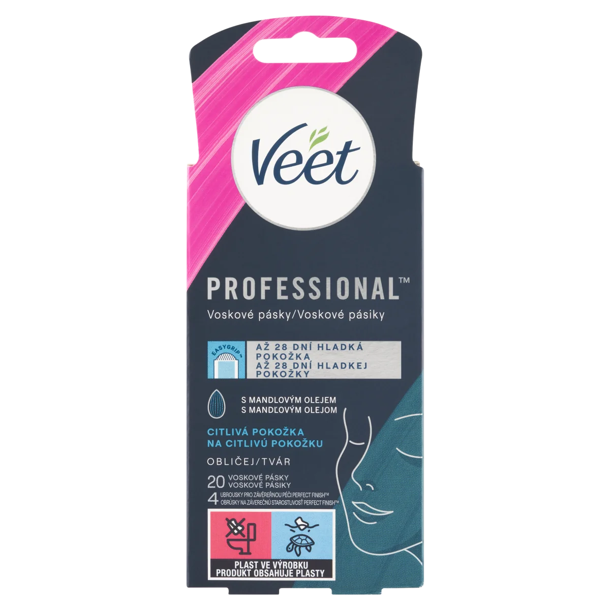 Veet Professional plastry z woskiem do depilacji skóry wrażliwej, 20 sztuk