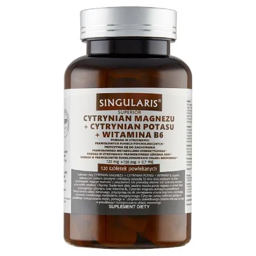 Singularis Superior Cytrynian Magnezu + Cytrynian Potasu + Witamina B6, suplement diety, 120 tabletek 