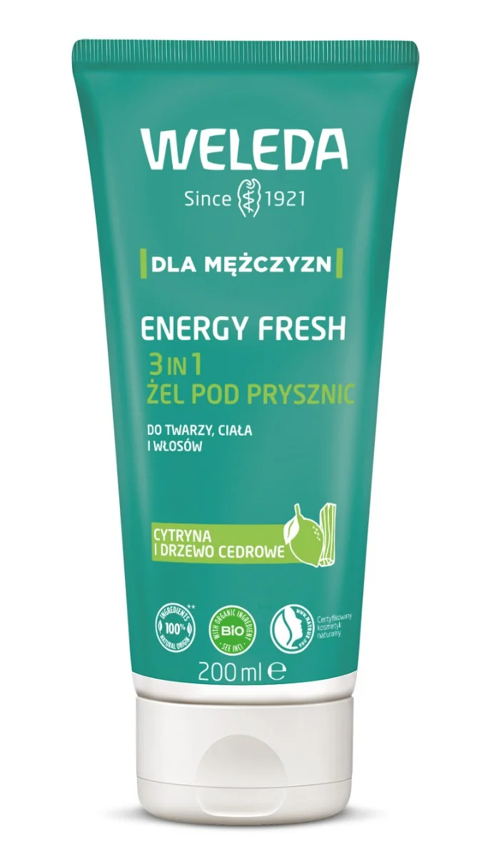 Weleda Energy Fresh 3 in 1 żel pod prysznic dla mężczyzn, 200 ml