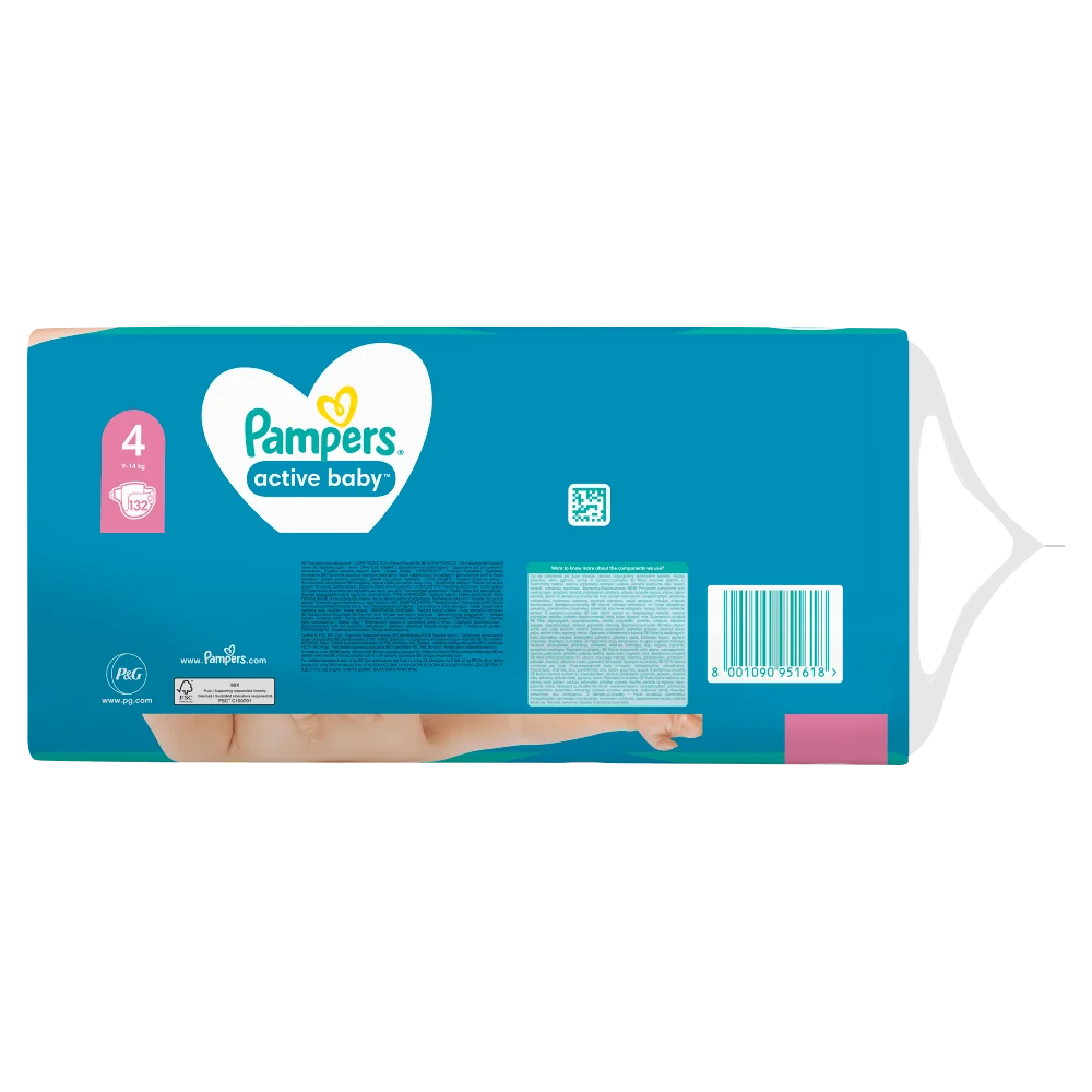 Pampers Active Baby Mega Pack pieluchy, rozmiar 4, 132 szt.