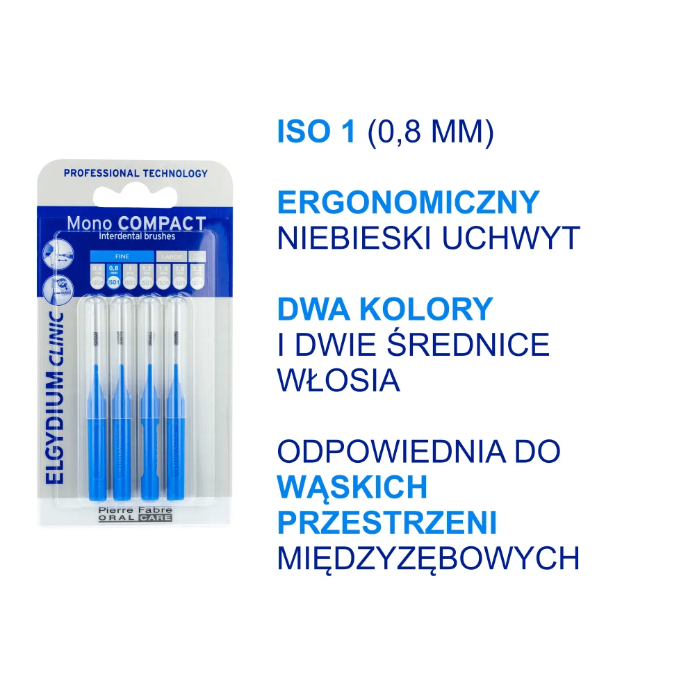 Elgydium Clinic Mono Compact 1 szczoteczki międzyzębowe niebieskie, 4 szt.
