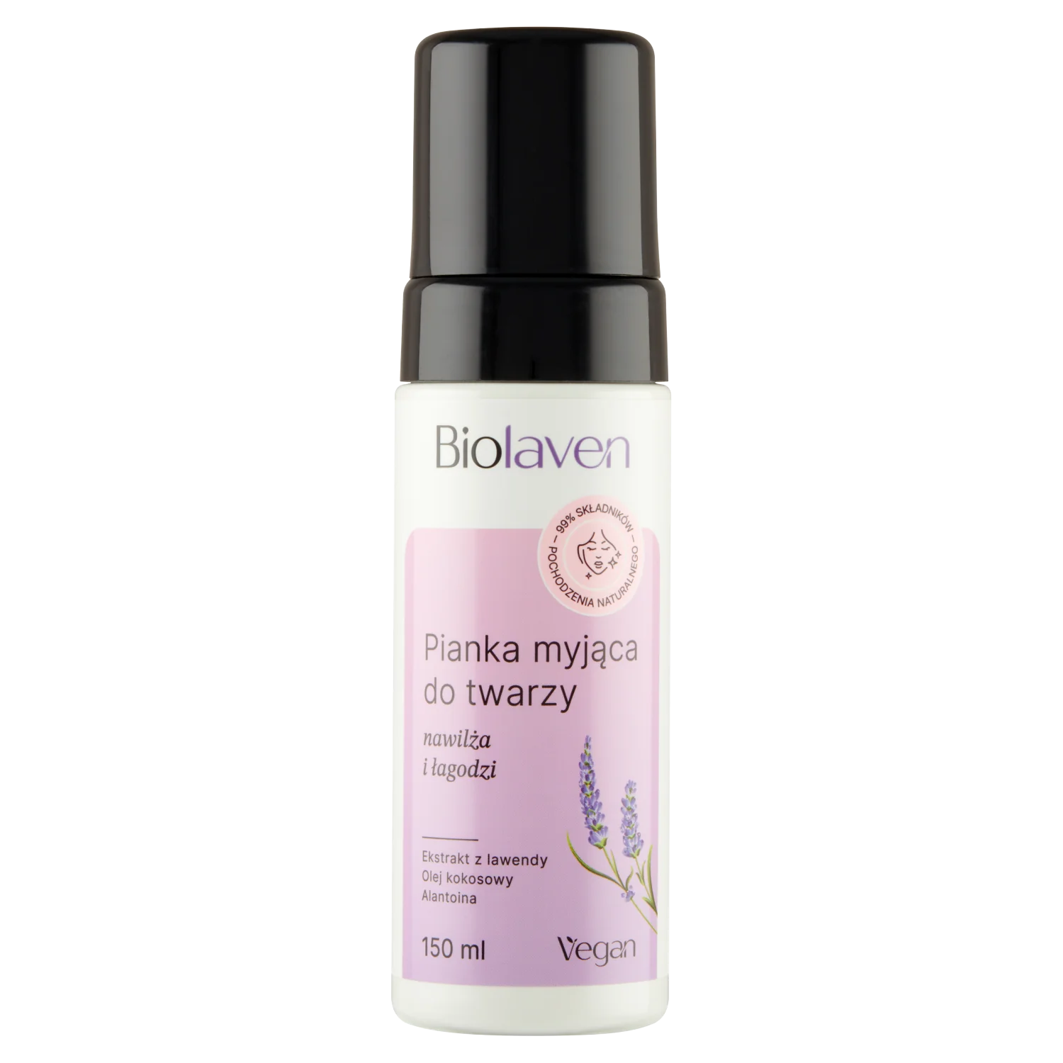 Biolaven organic pianka myjąca do twarzy Olej z pestek winogron & Olejek lawendowy, 150 ml