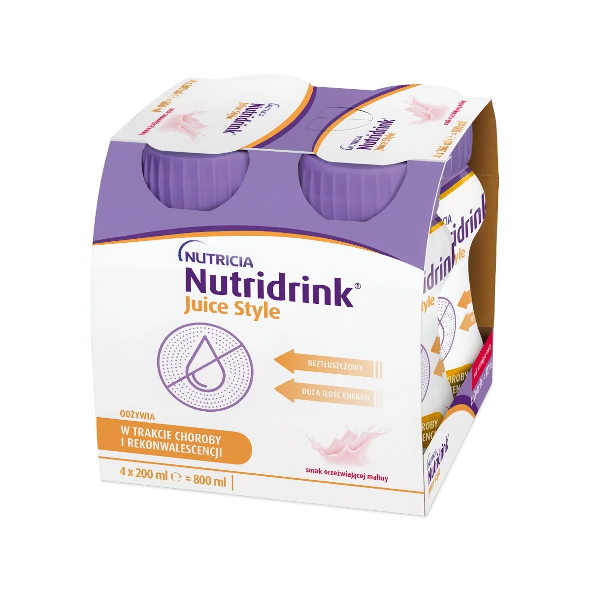 Nutridrink Juice Style smak maliny, 4 x 200 ml