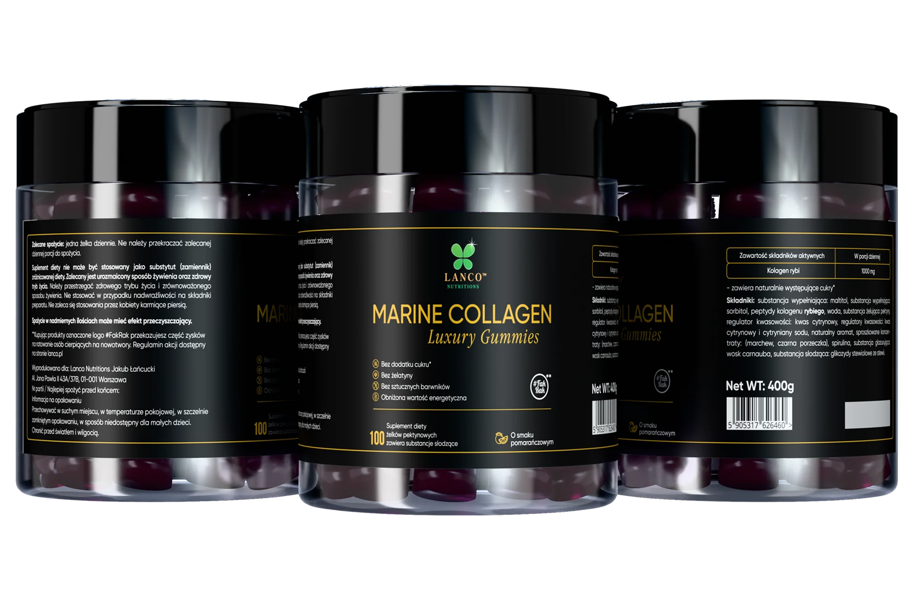 Lanco Marine Collagen o smaku pomarańczowym, 100 żelków