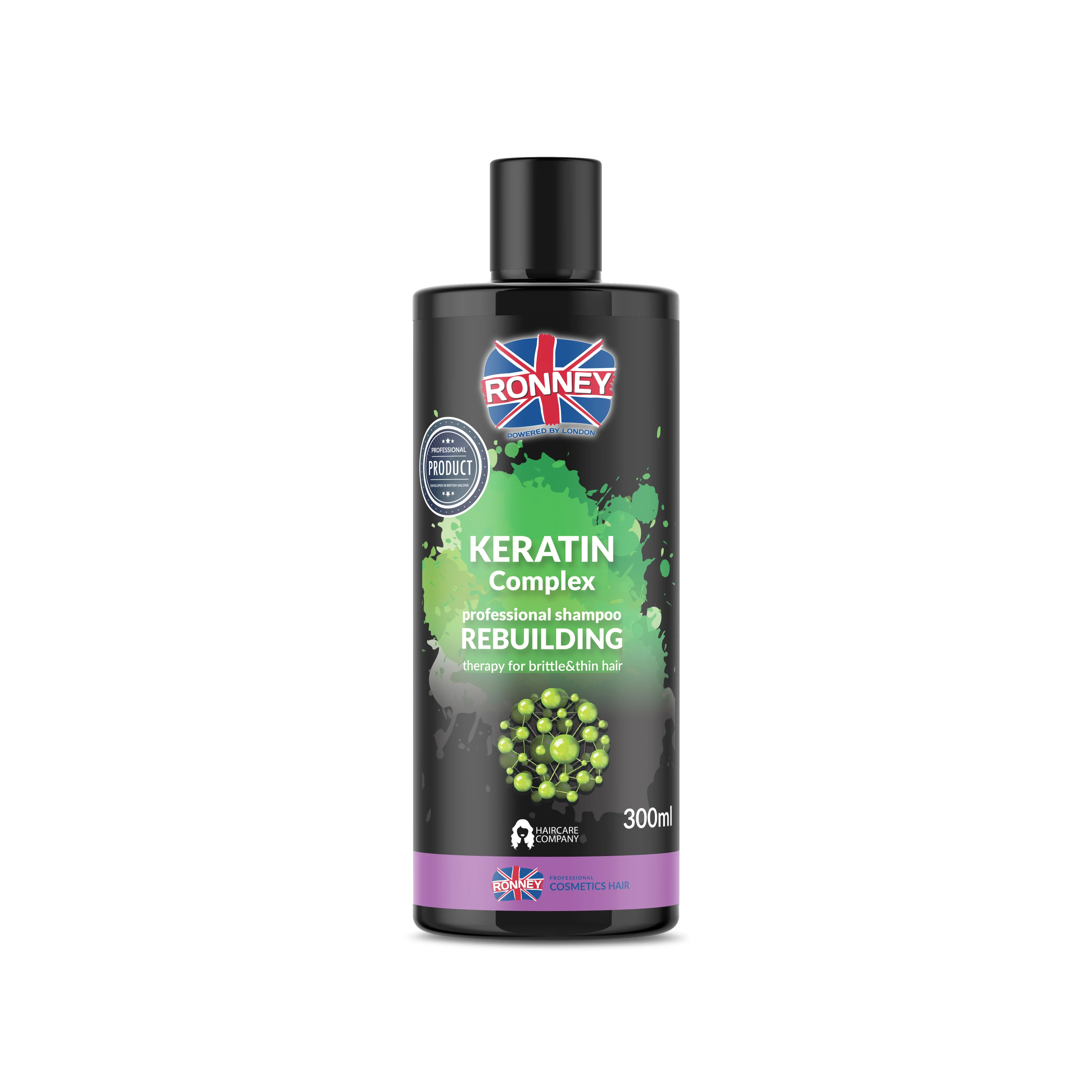 RONNEY Keratin Complex odbudowujący szampon z kompleksem keratynowym do włosów kruchych i cienkich, 300 ml