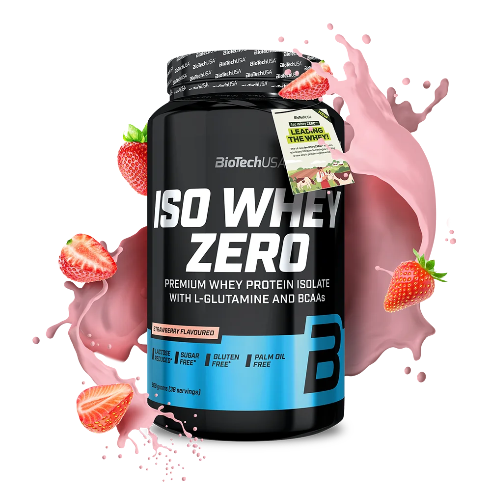 BioTechUSA Iso Whey Zero o smaku truskawki, proszek, 908 g