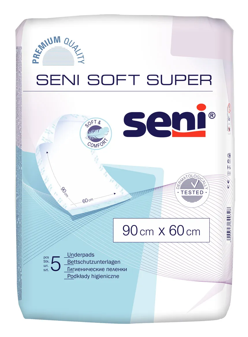 Seni Soft Super, 90x60 cm, podkłady higieniczne, 5 sztuk