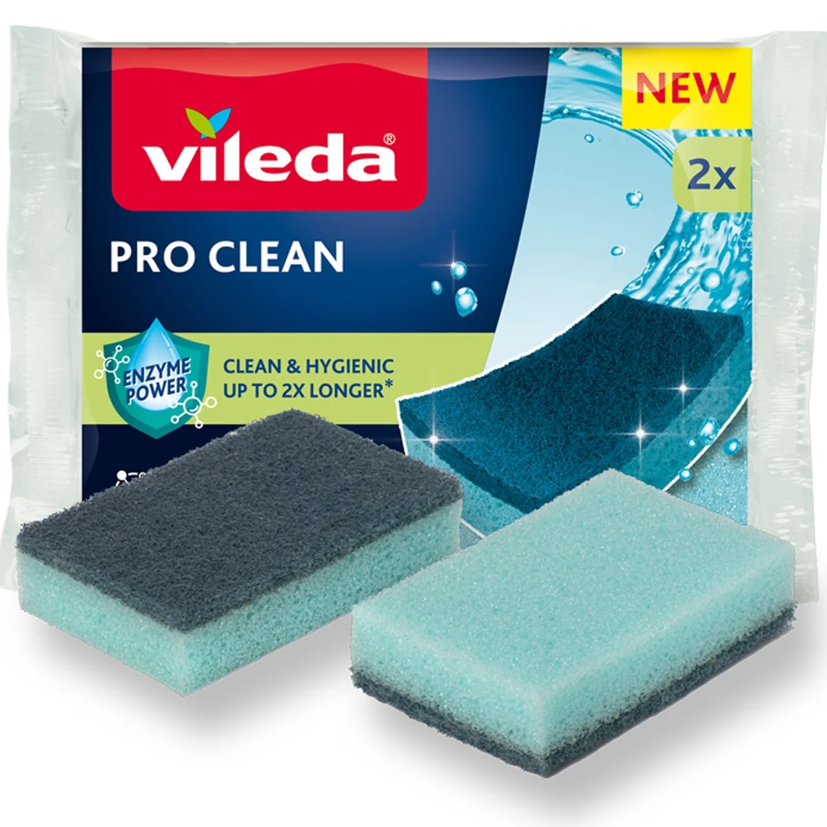 Vileda Pro Clean zmywak z enzymami, 2 sztuki