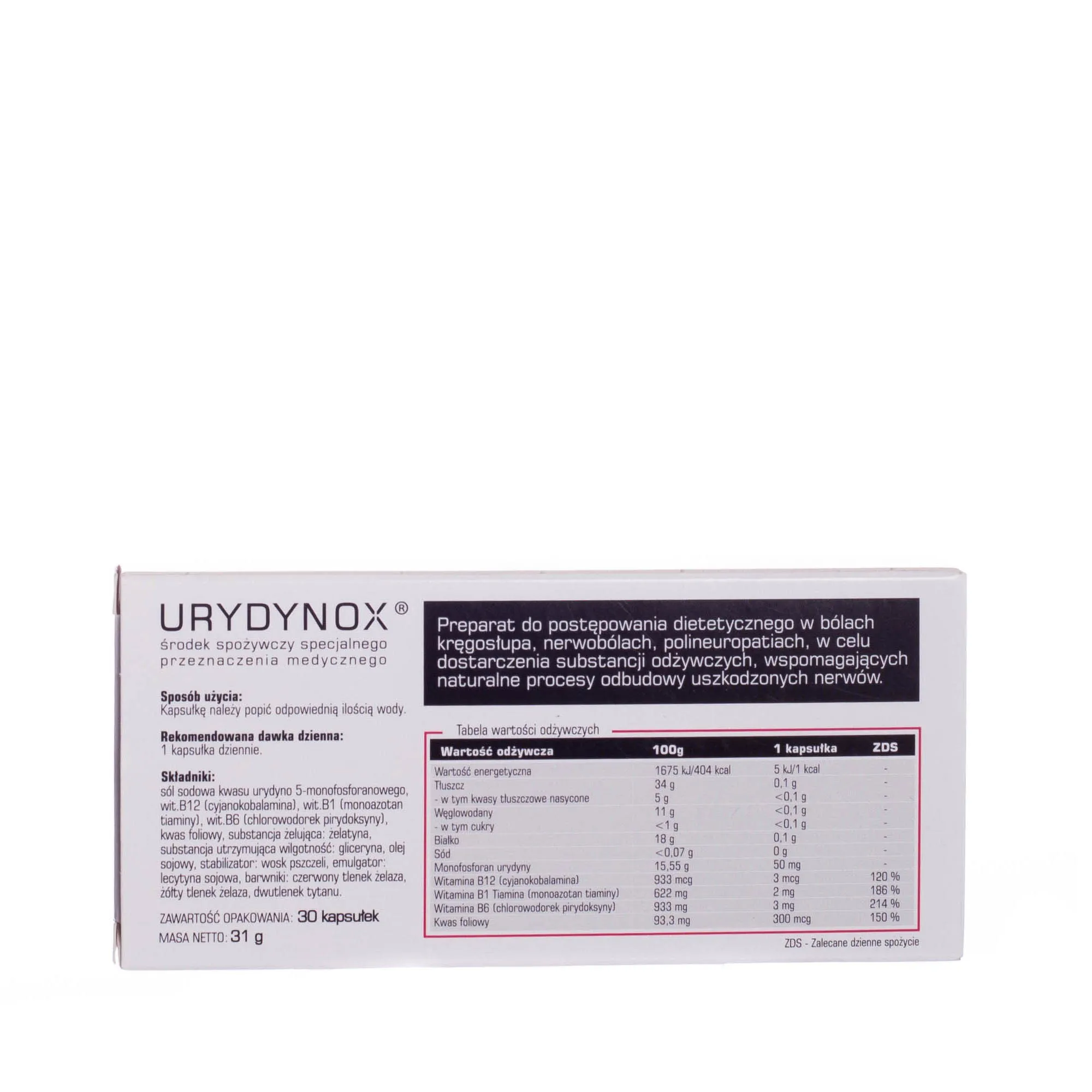 URYDYNOX - środek spożywczy specjalnego przeznaczenia medycznego, 30 kapsułek 