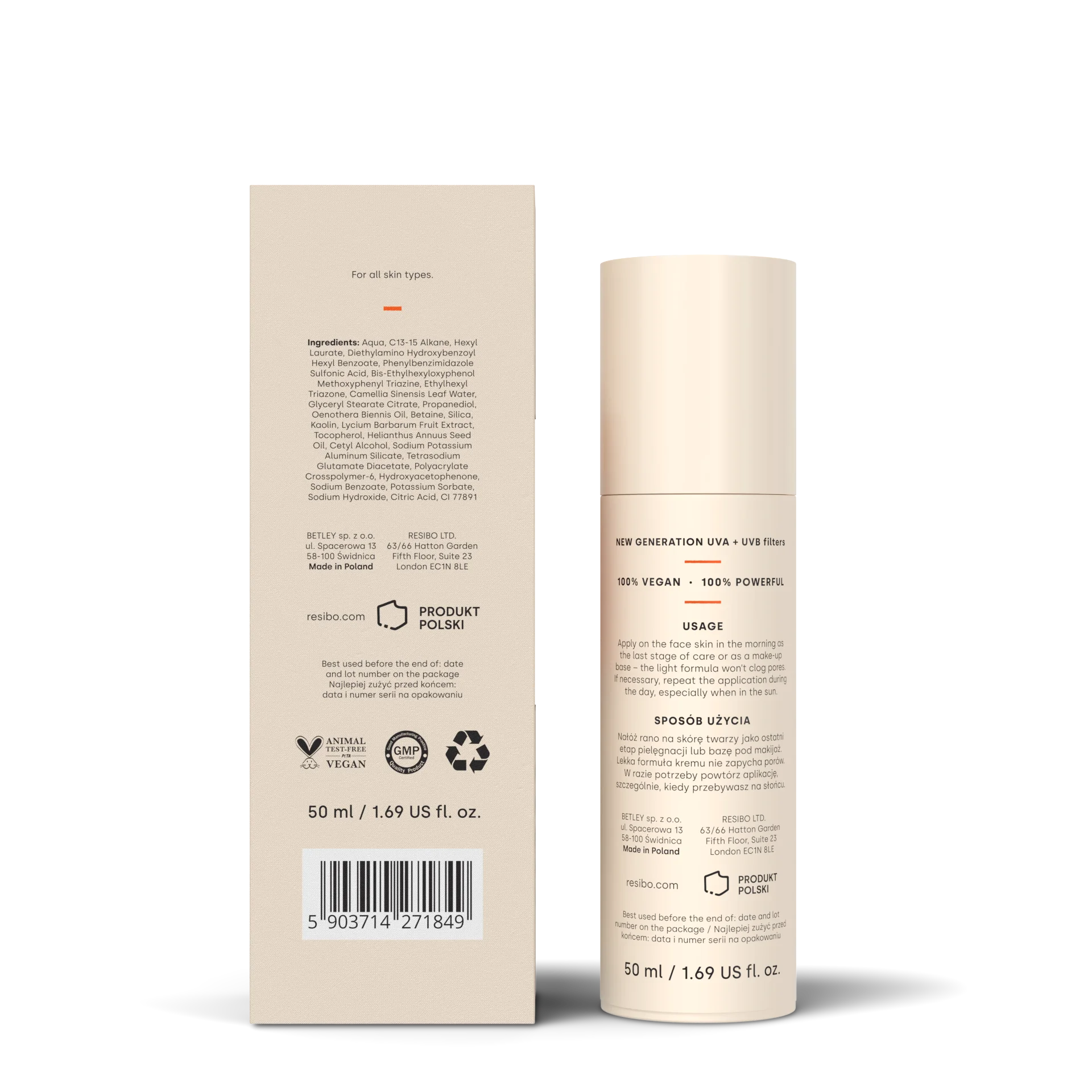 Resibo Our Lightest ultralekki krem do twarzy z antyoksydantami SPF 50, 50 ml