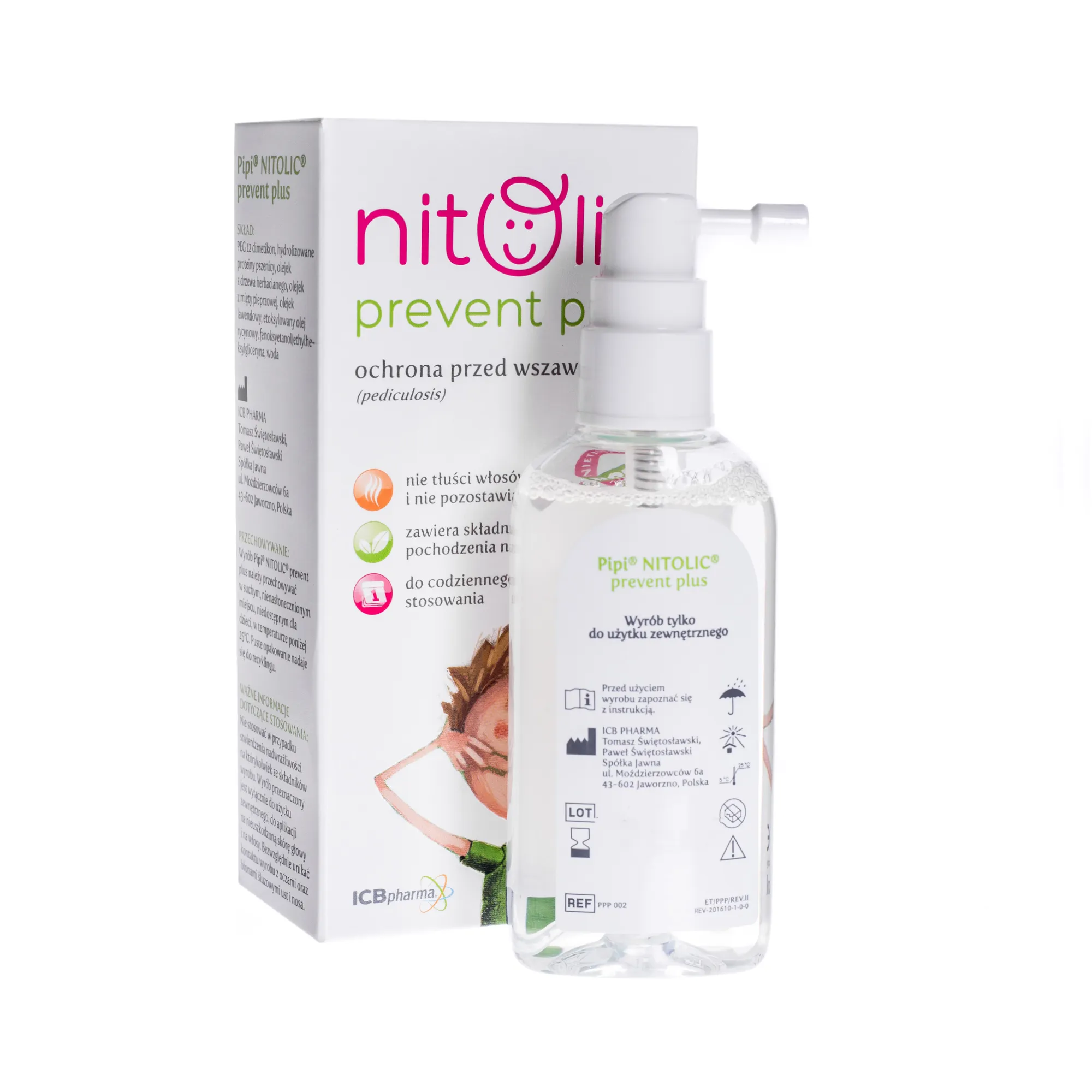 Pipi Nitolic Prevent Plus, spray chroniący przed wszawicą, 75 ml