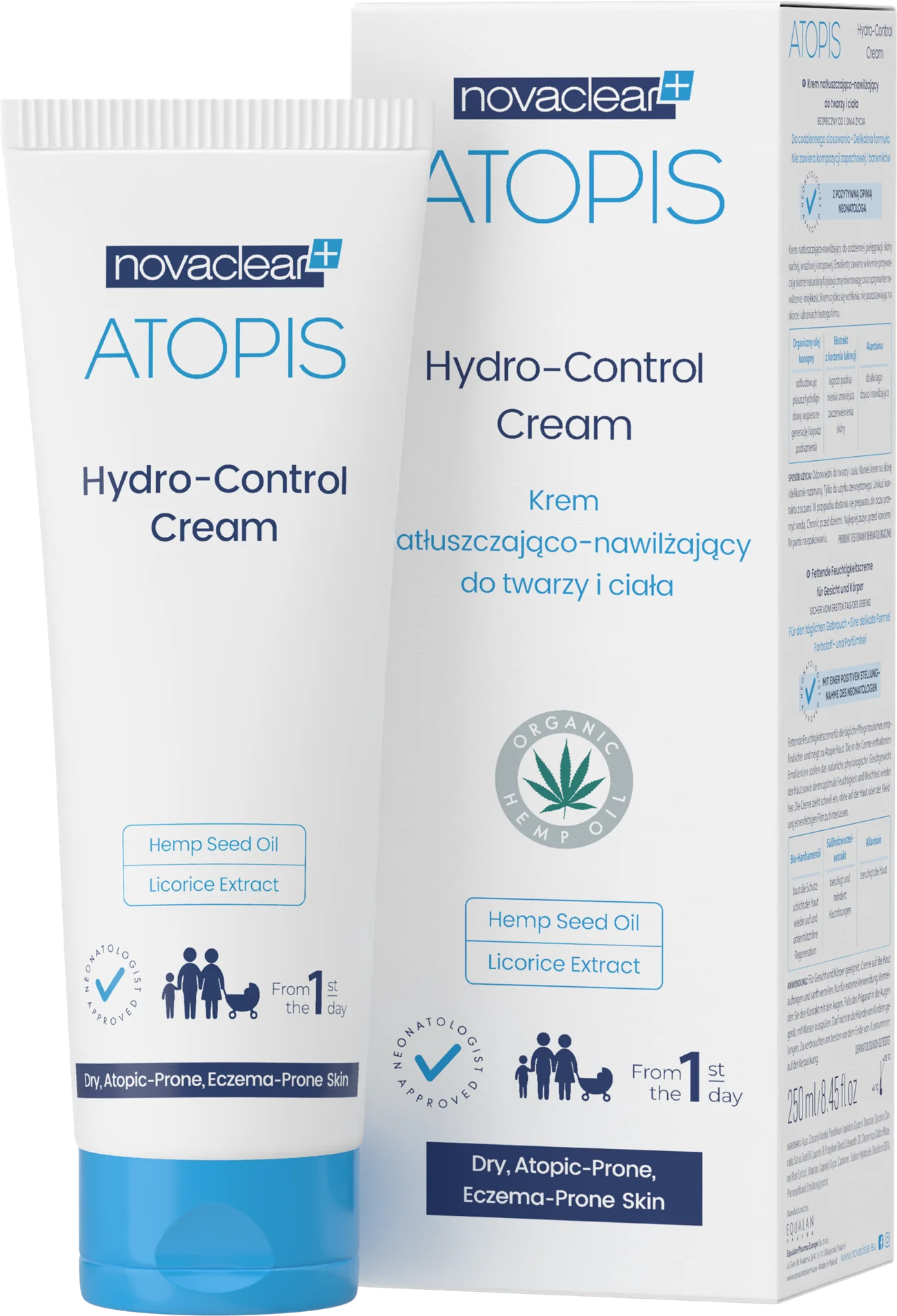 Novaclear Atopis Hydro-Control krem natłuszczająco-nawilżający do twarzy i ciała, 250 ml
