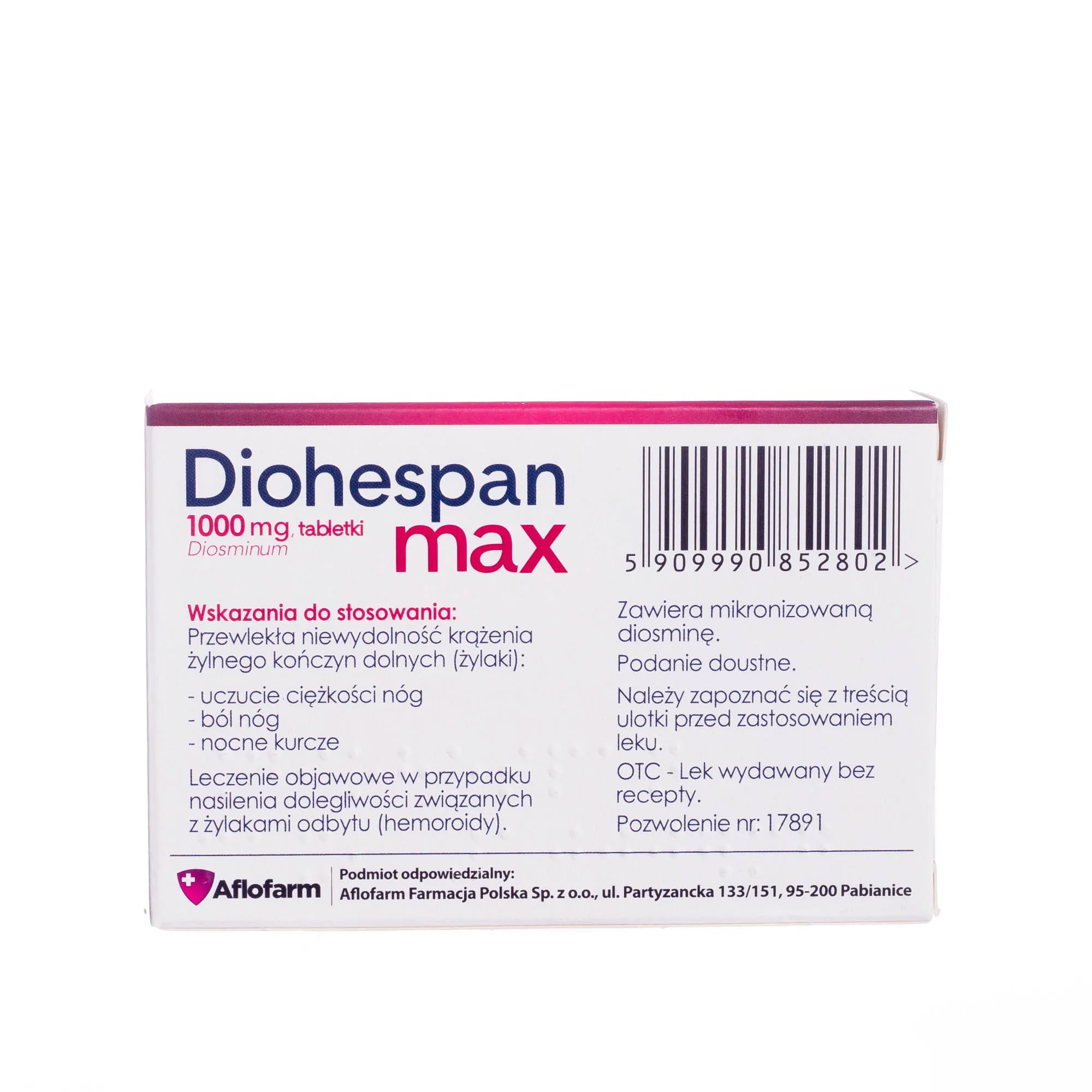 Diohespan max 1000 mg - lek na uczucie ciężkości nóg, 30 tabletek 