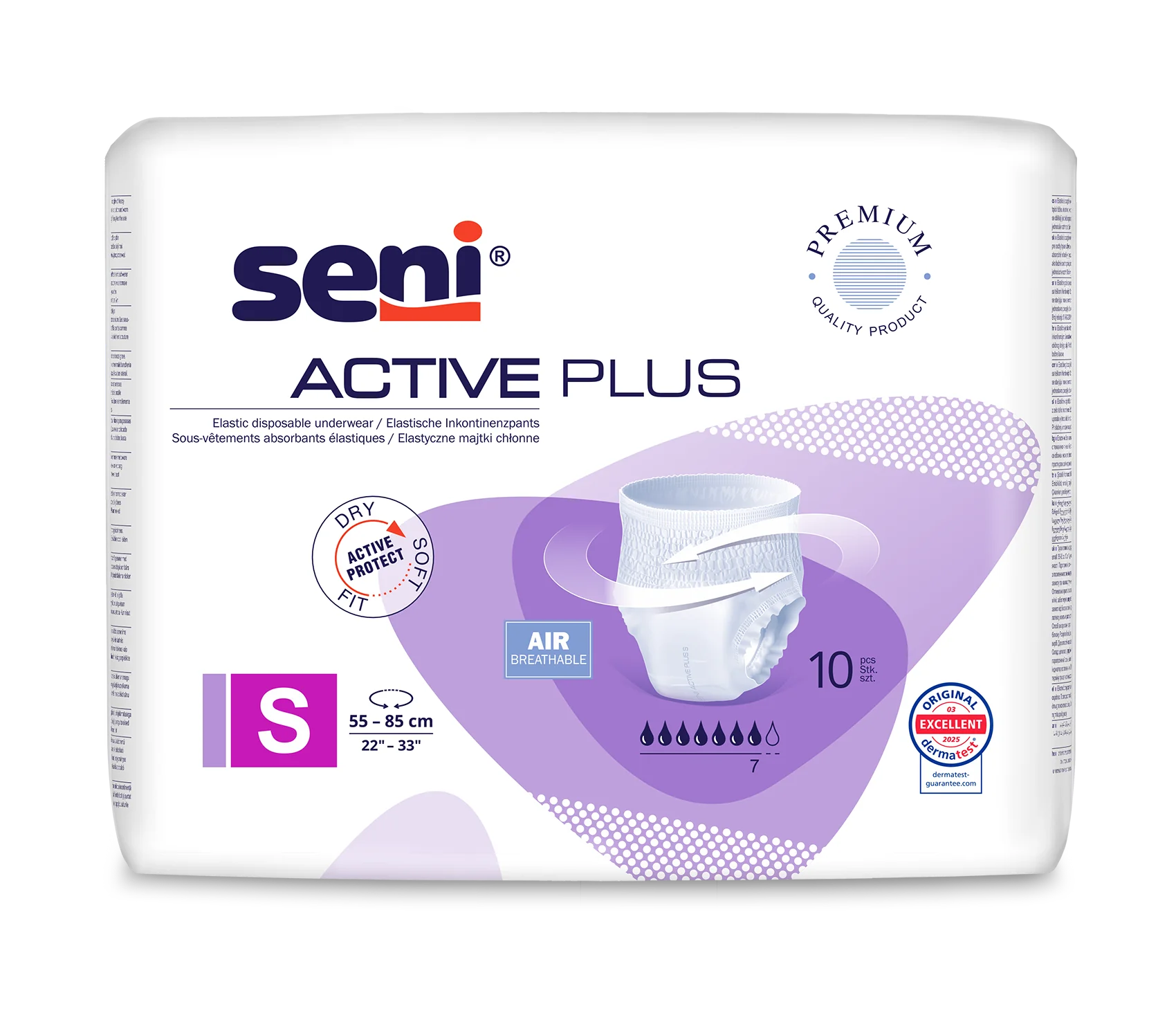 Seni Active Plus elastyczne majtki chłonne, rozmiar S, 55-85 cm, 10 szt.
